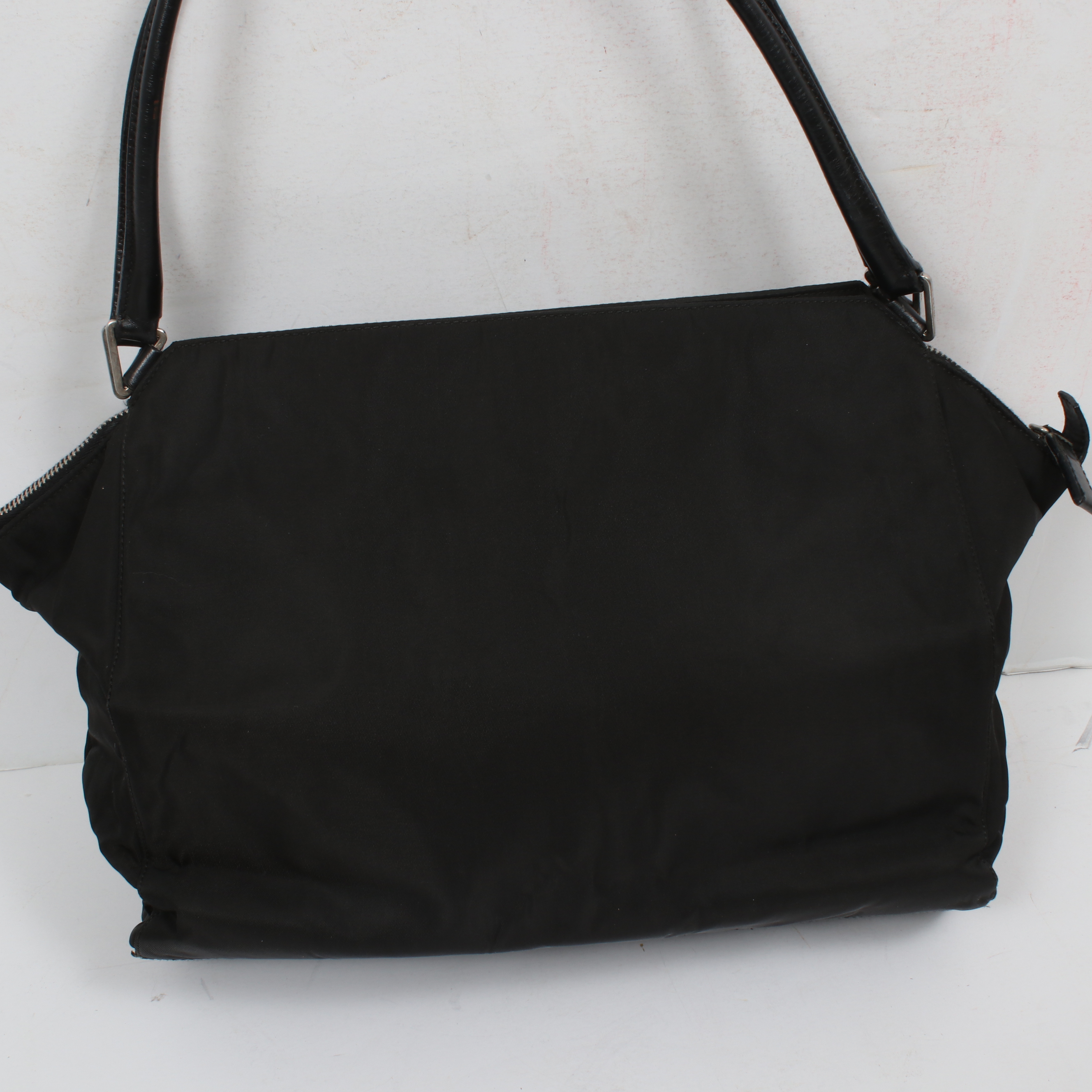 Prada Black Tessuto Nylon and Leather Shoulder Bag