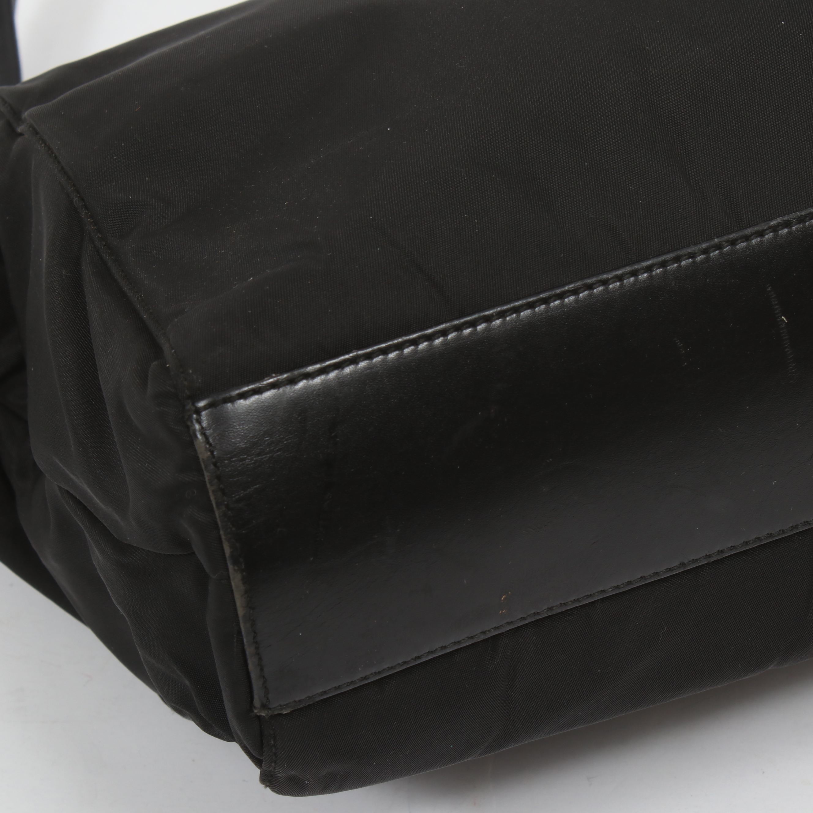 Prada Black Tessuto Nylon and Leather Shoulder Bag