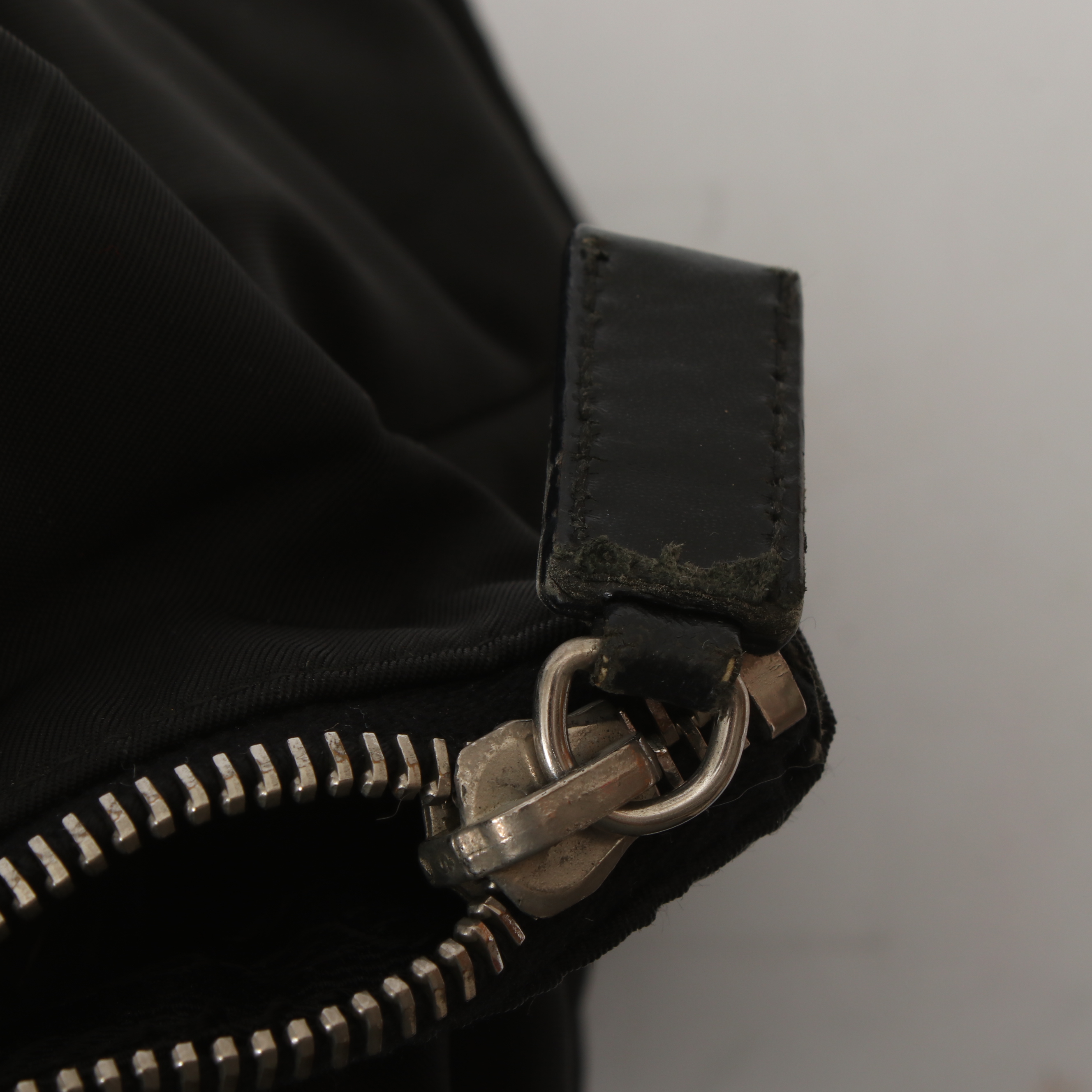 Prada Black Tessuto Nylon and Leather Shoulder Bag