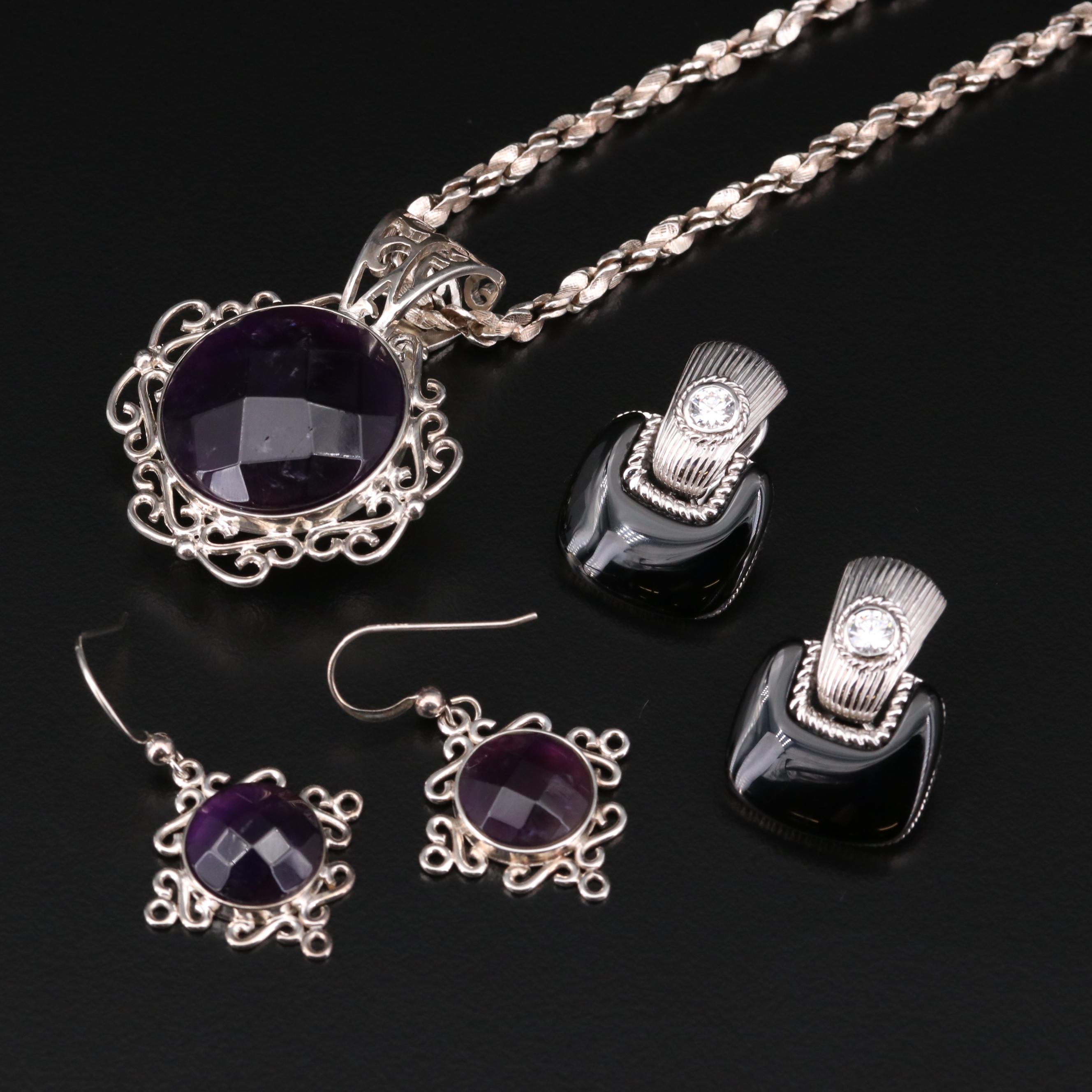 Sterling Jewelry Featuring Judith Ripka, Black Onyx, Amethyst and Fine Silver