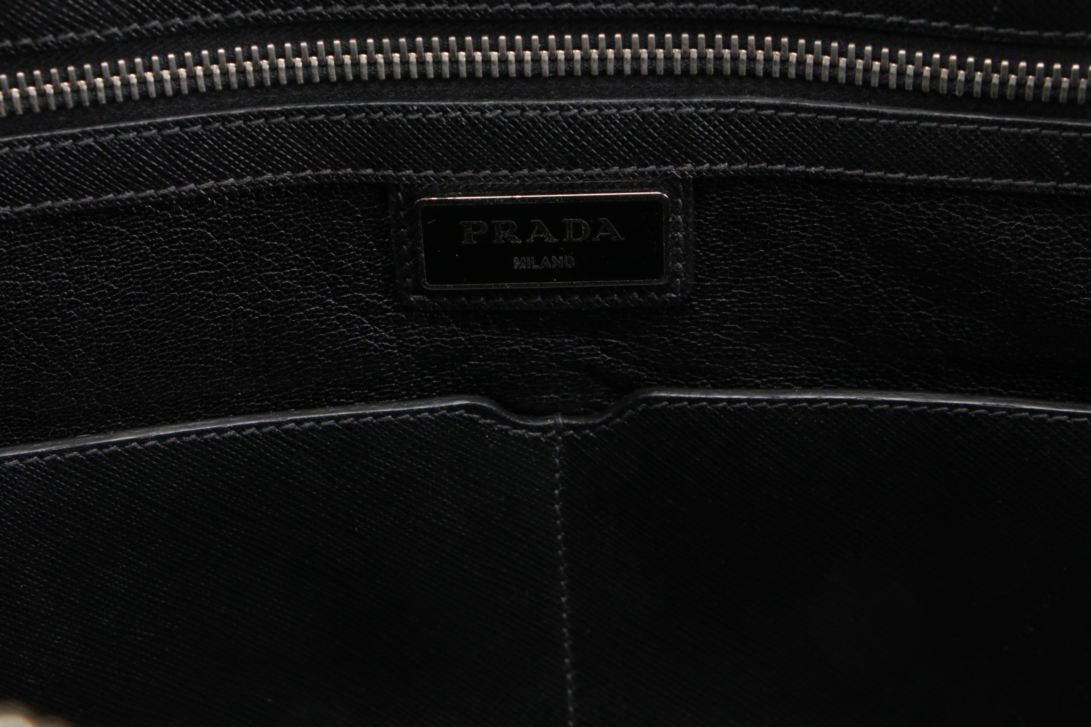 Prada Briefcase Bag in Azzurro Saffiano Lux Leather