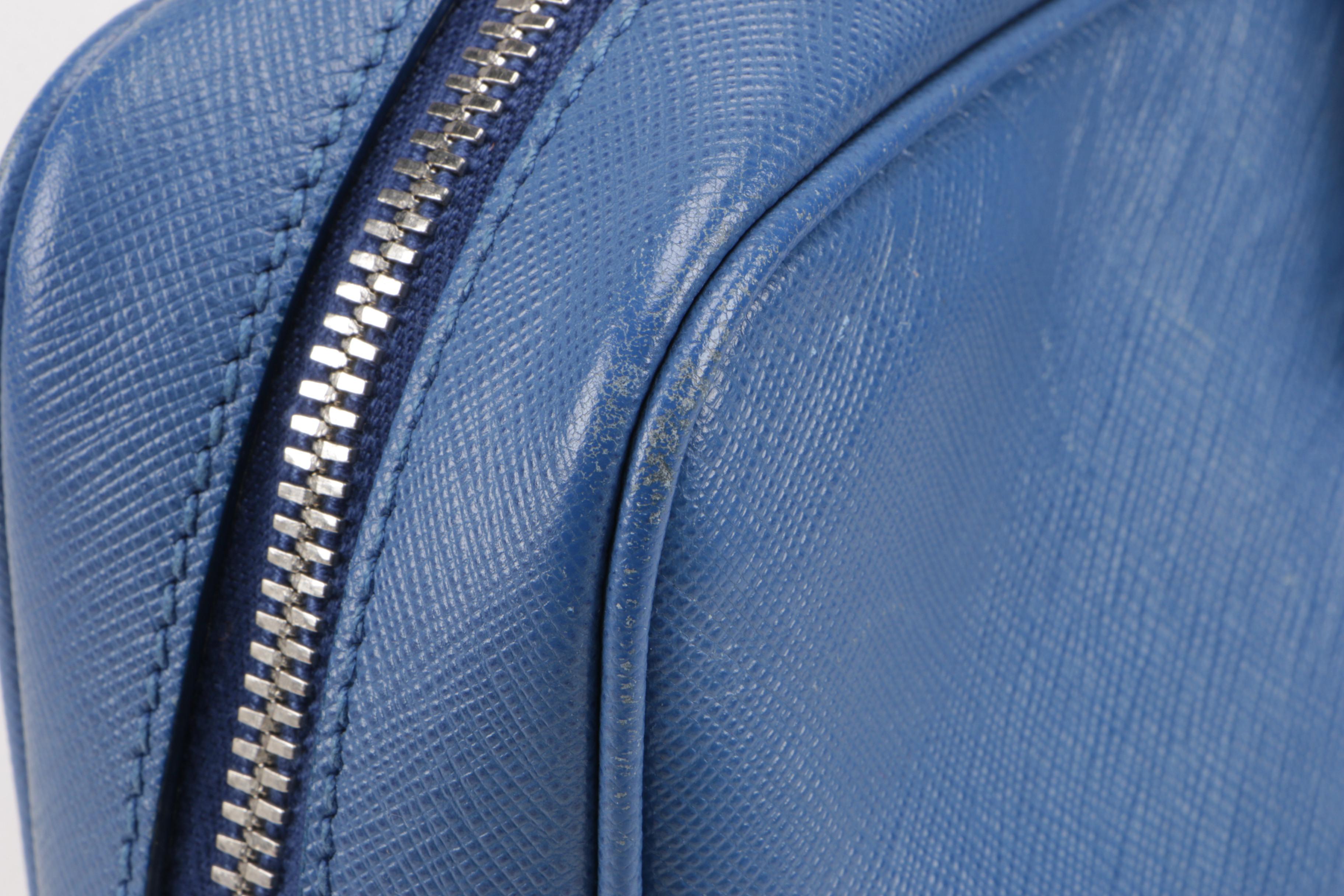 Prada Briefcase Bag in Azzurro Saffiano Lux Leather