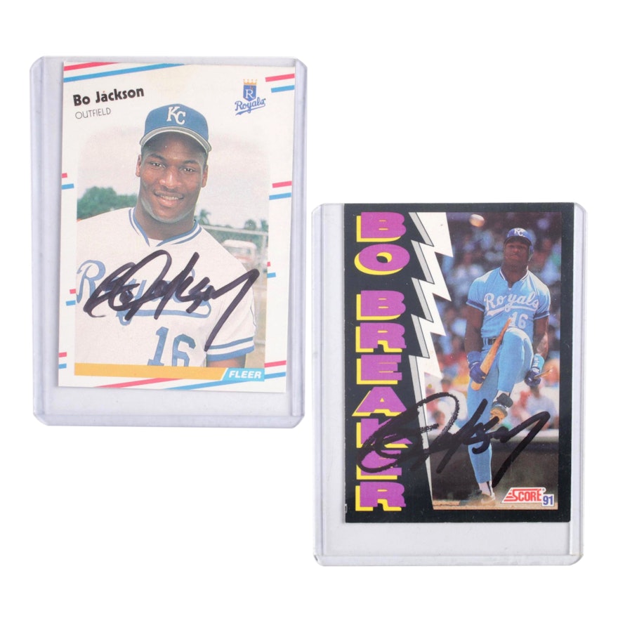 Bo Jackson of the Kansas City Royals, Autographed Baseball Cards