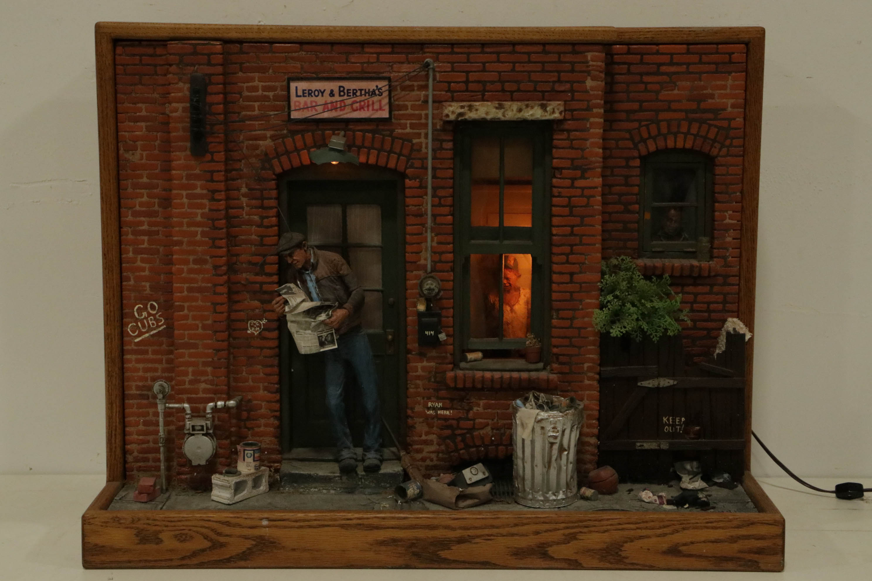 Michael Garman Lighted Mixed Media Sculpture "Leroy & Bertha's Bar and Grill"