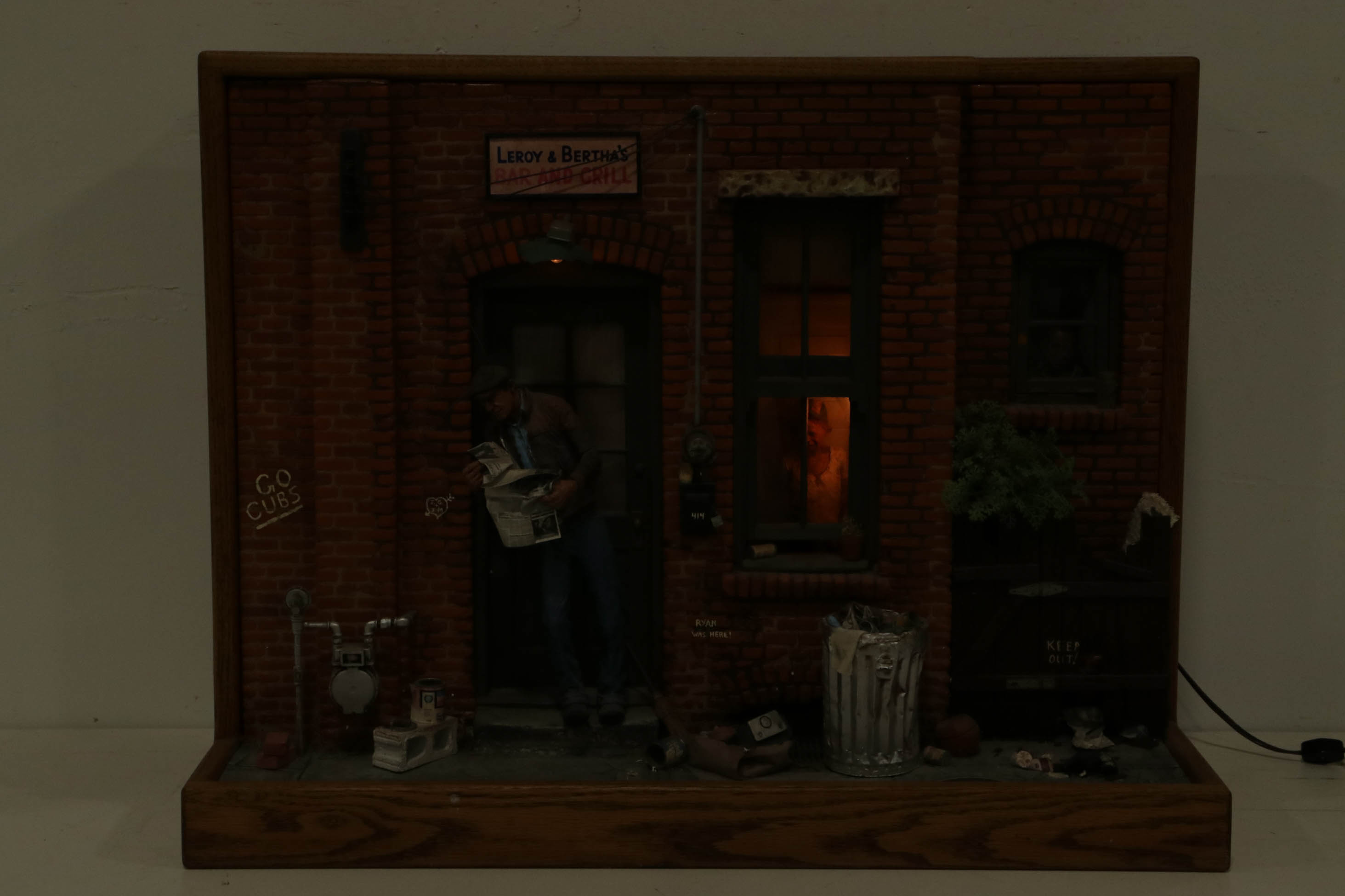 Michael Garman Lighted Mixed Media Sculpture "Leroy & Bertha's Bar and Grill"