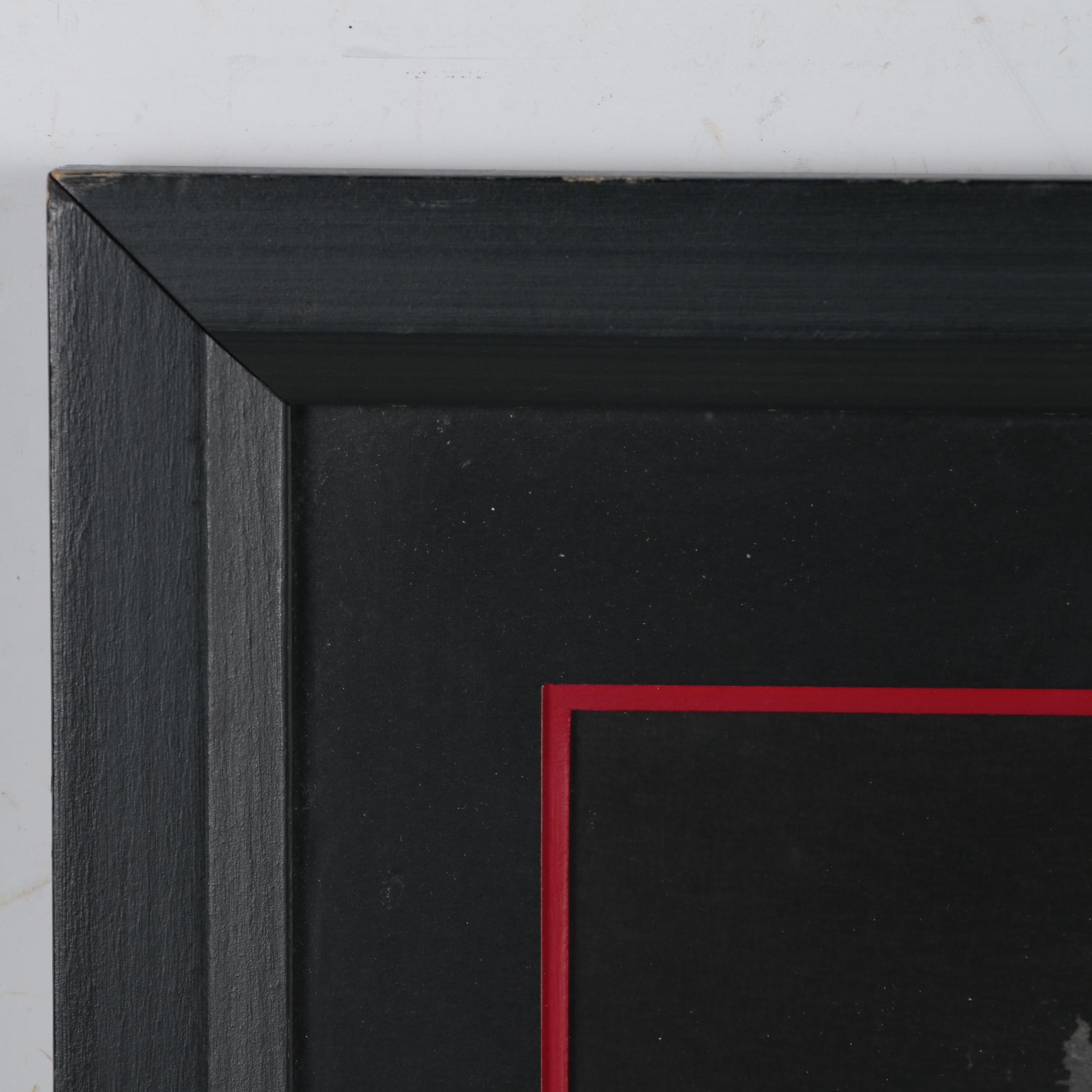 Kaoru Kawano Woodblock of a Girl with a Red Mask, Mid-20th Century