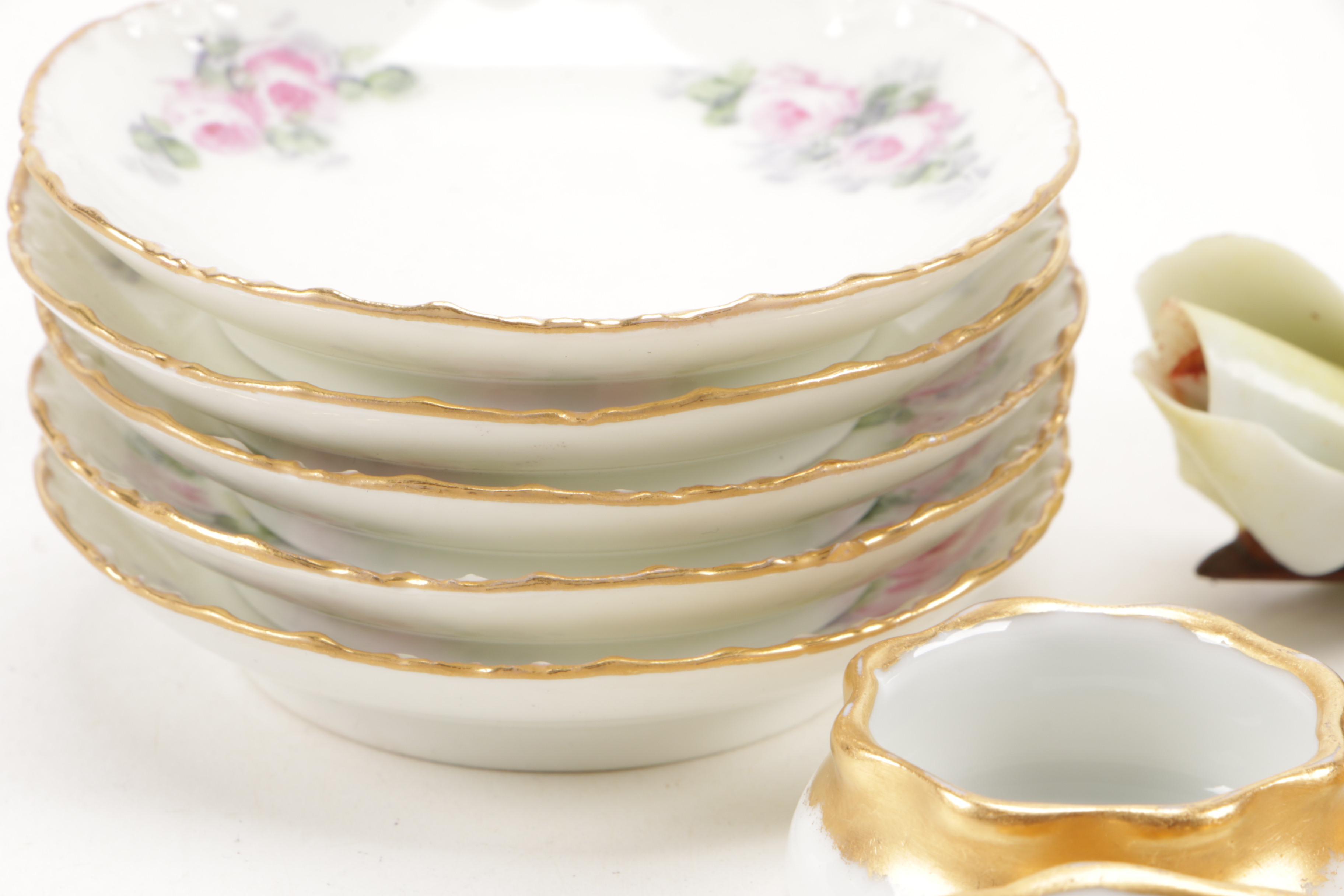 Vintage Collector Plates, Salt Cellars,  Vintage Capodimonte Flower