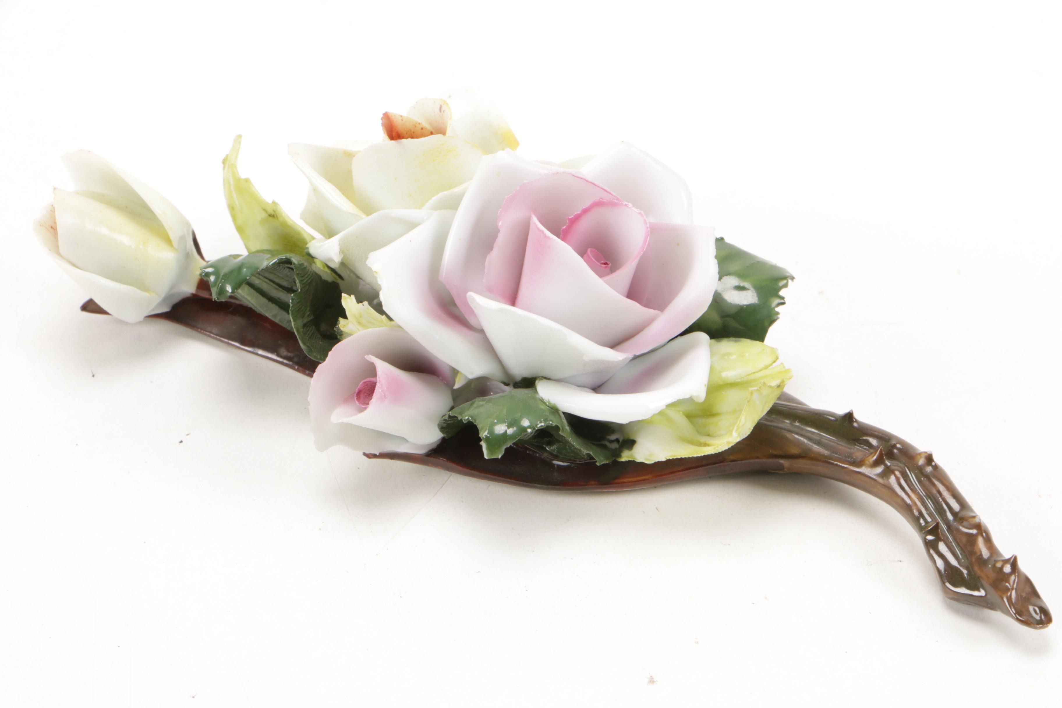 Vintage Collector Plates, Salt Cellars,  Vintage Capodimonte Flower