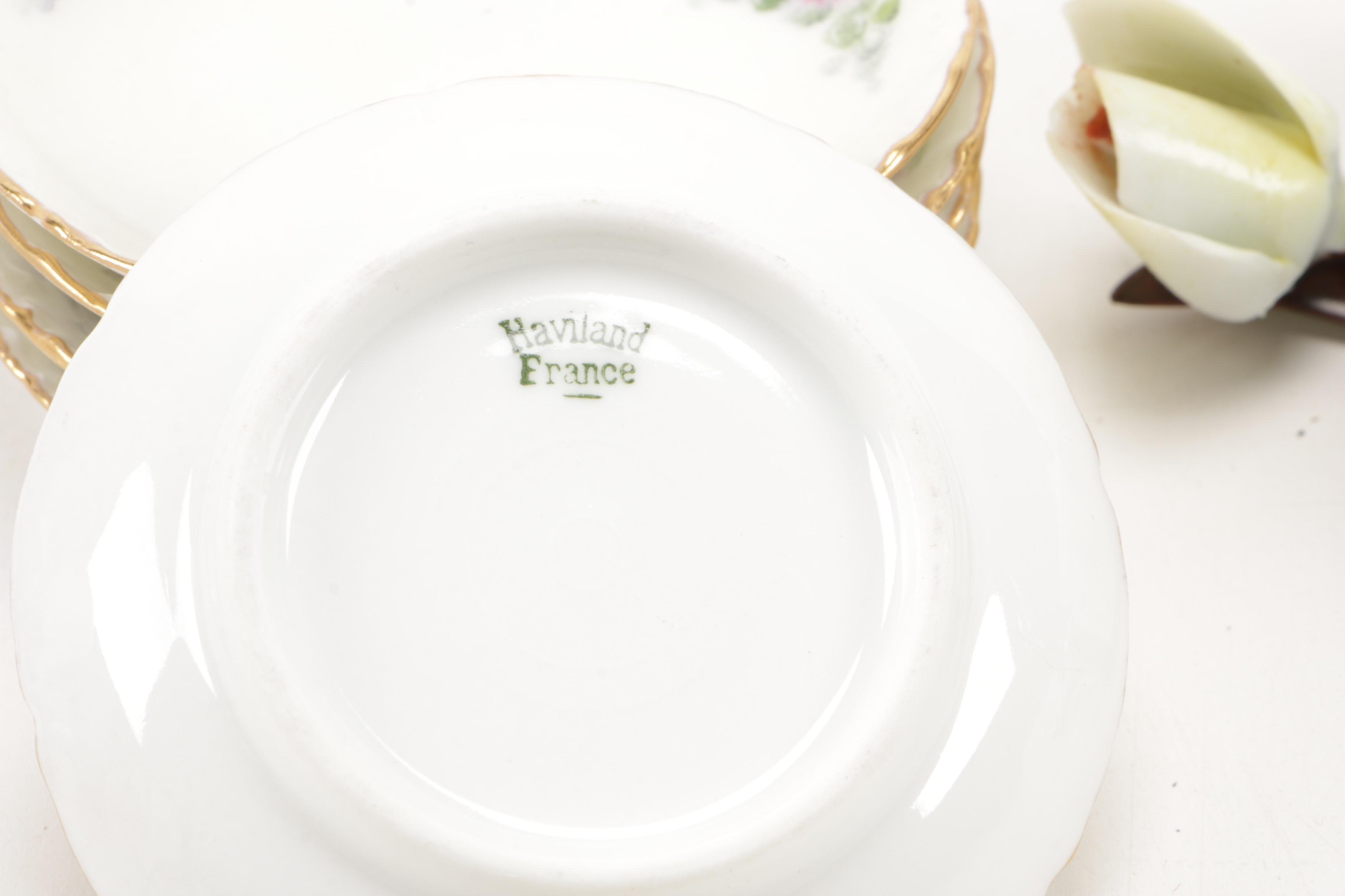 Vintage Collector Plates, Salt Cellars,  Vintage Capodimonte Flower