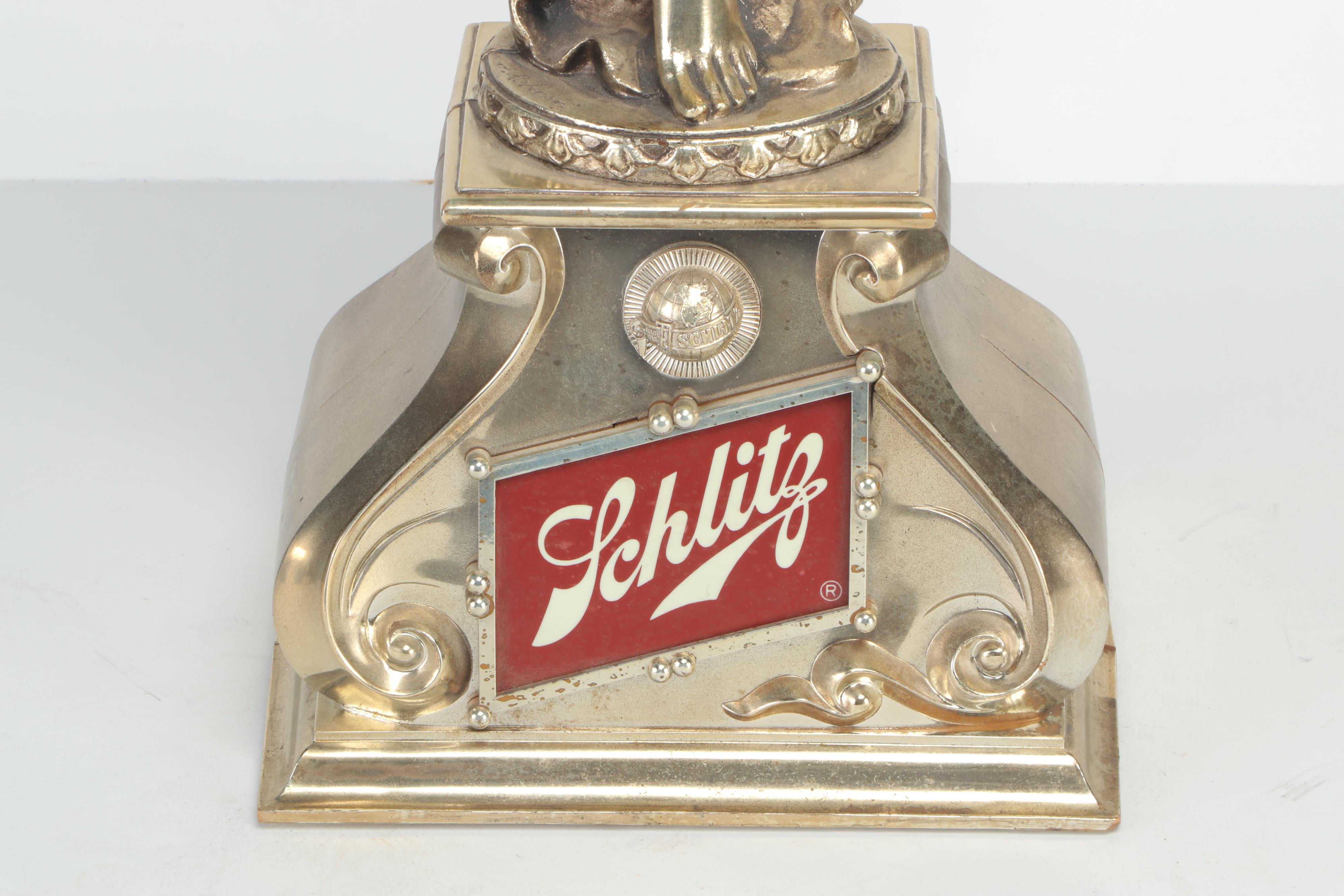 Schlitz Beer Woman Holding World Illuminated Beer Lamp Display, 1976