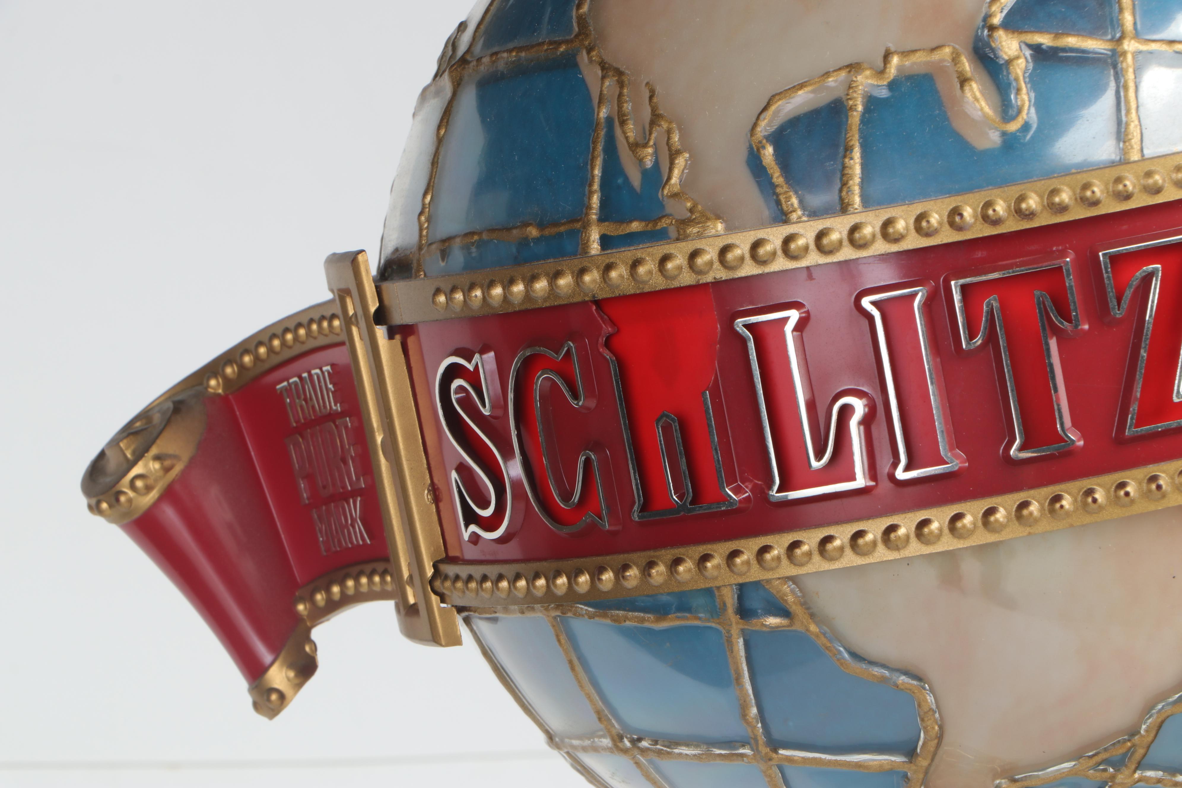 Schlitz Beer Woman Holding World Illuminated Beer Lamp Display, 1976