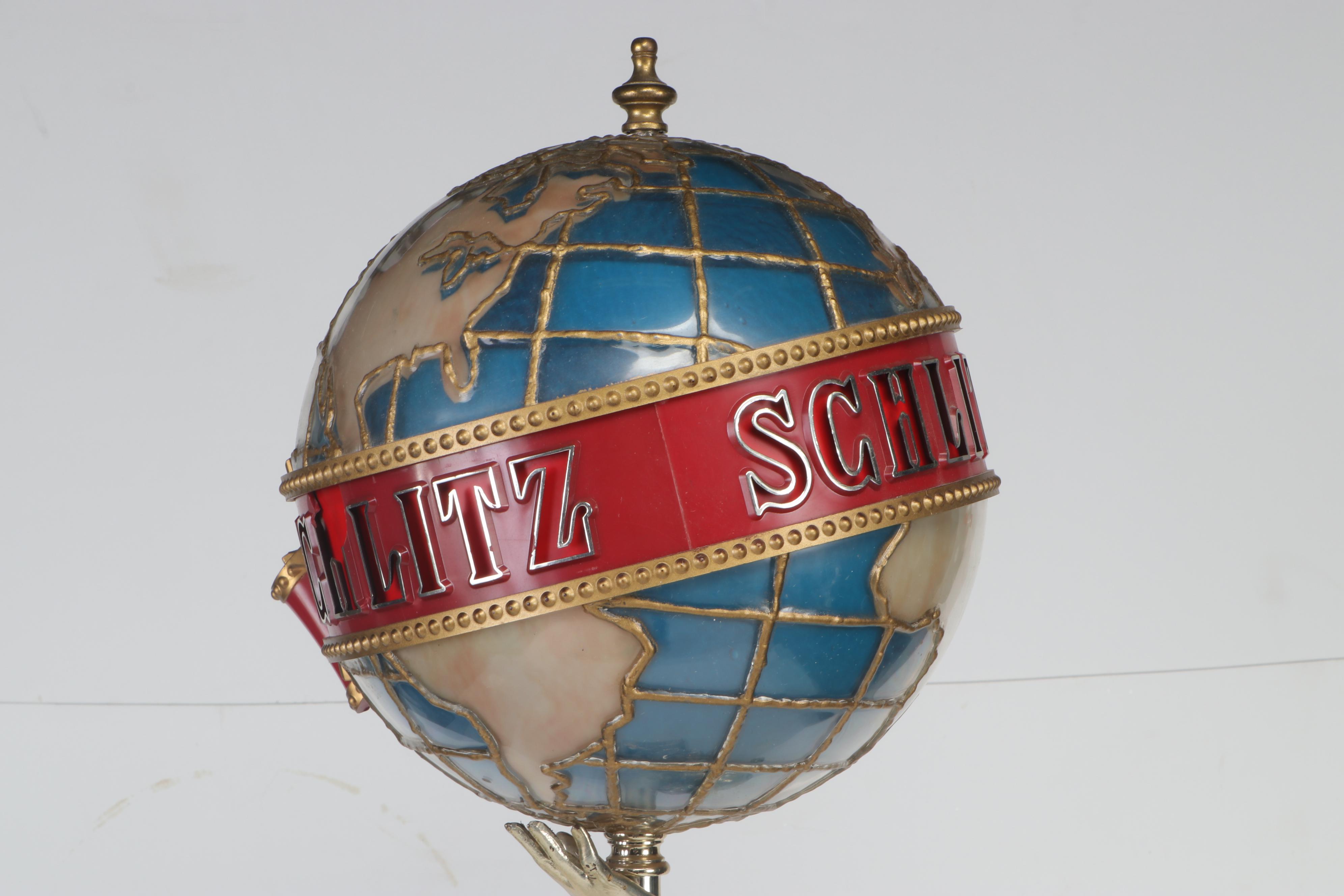 Schlitz Beer Woman Holding World Illuminated Beer Lamp Display, 1976