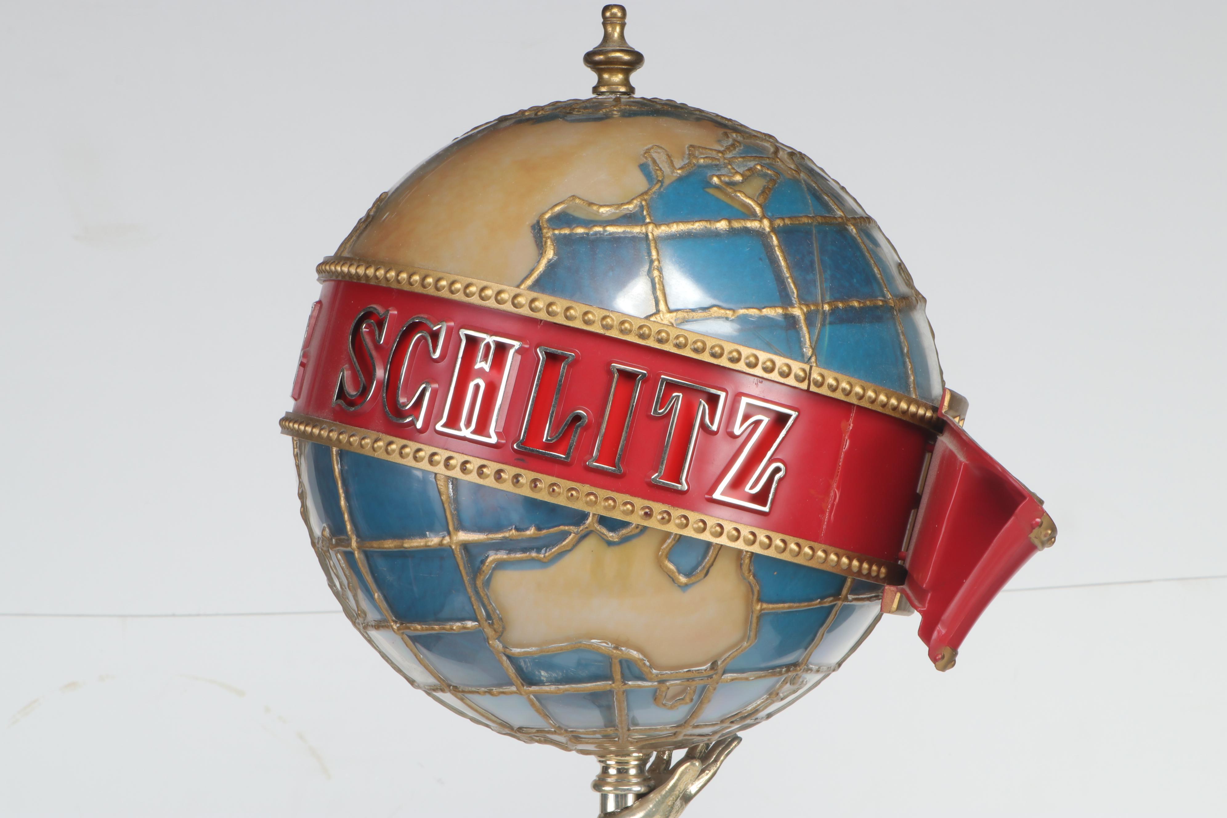 Schlitz Beer Woman Holding World Illuminated Beer Lamp Display, 1976