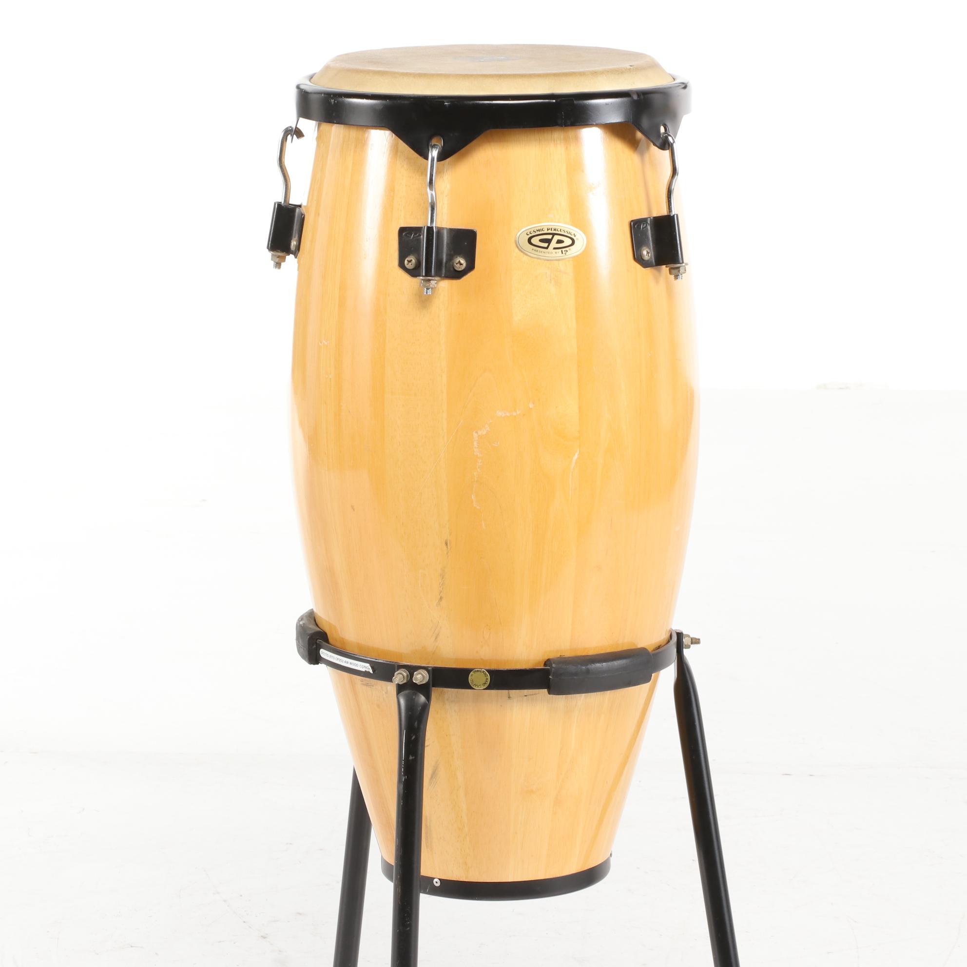 LP Cosmic Percussion Conga Latin Percussion Wood Drum with Stand, circa 1980s