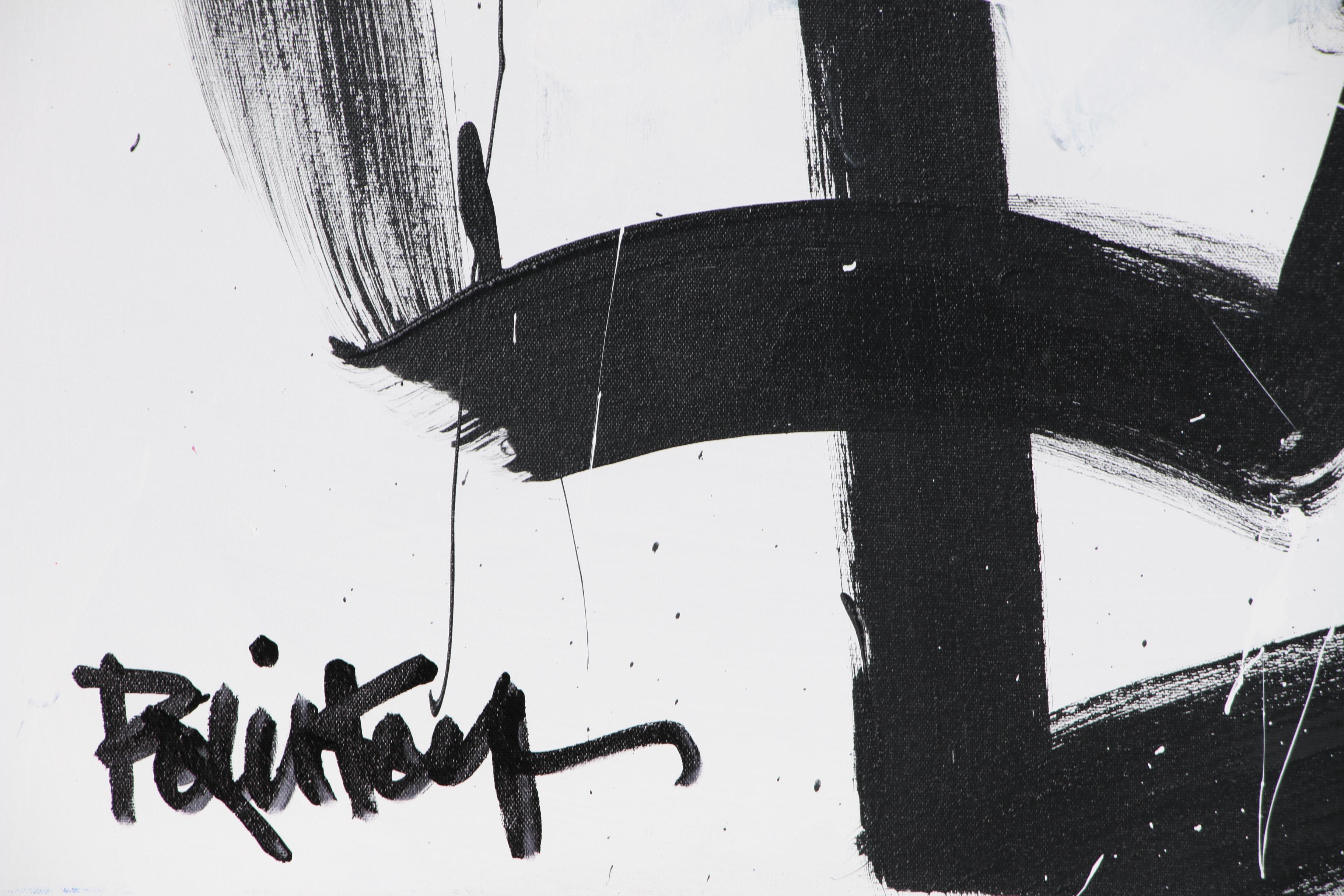 Robbie Kemper Abstract Acrylic Painting "White and Black Triangles"