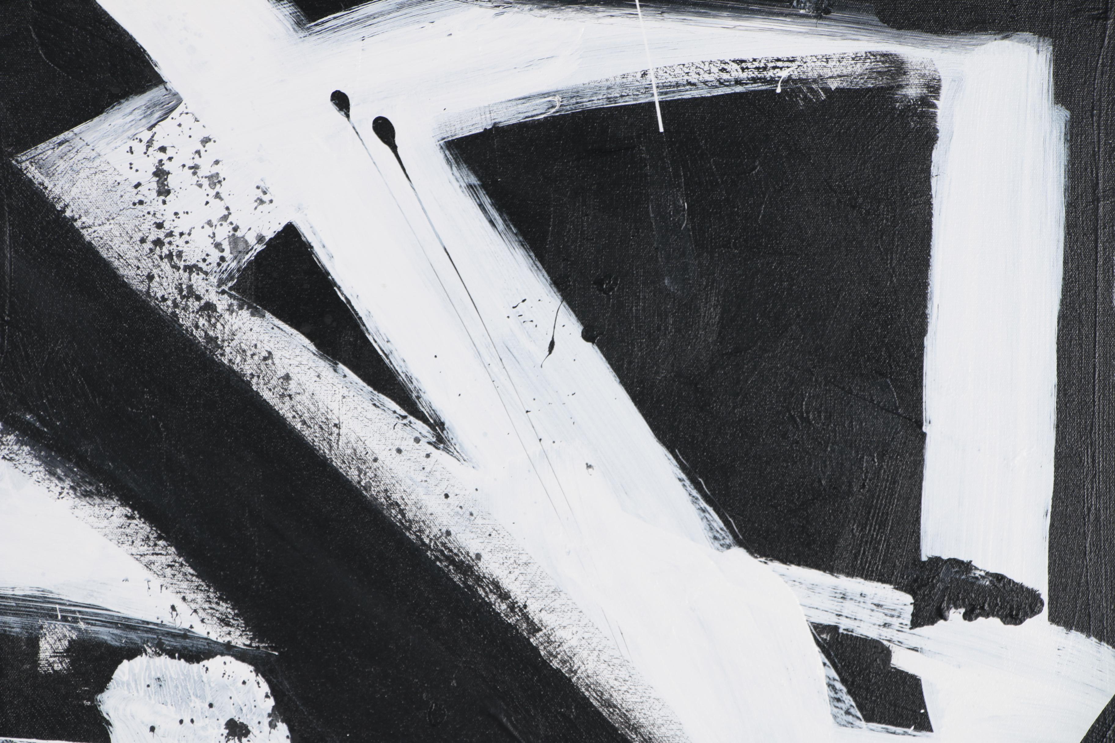 Robbie Kemper Abstract Acrylic Painting "White and Black Triangles"