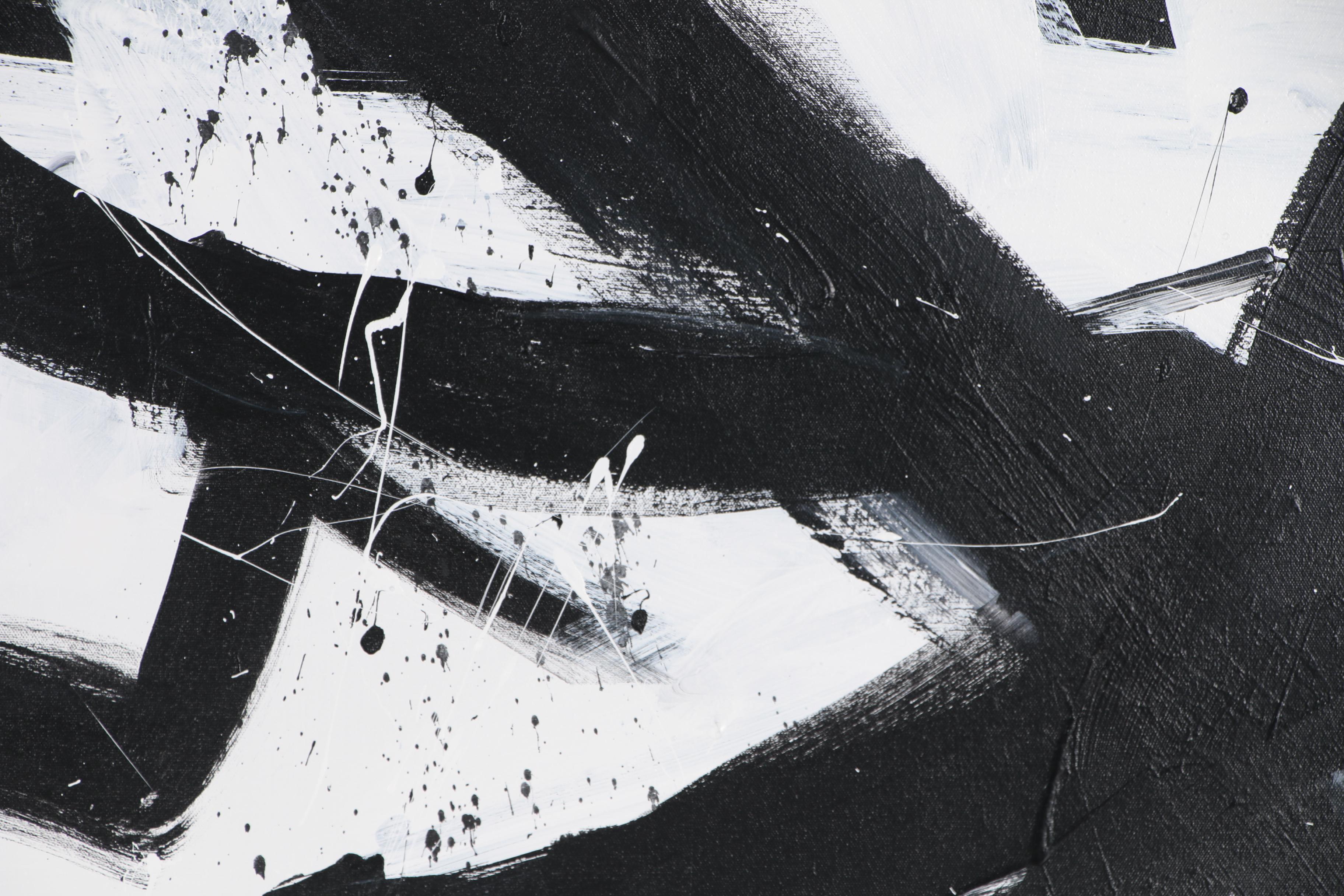 Robbie Kemper Abstract Acrylic Painting "White and Black Triangles"