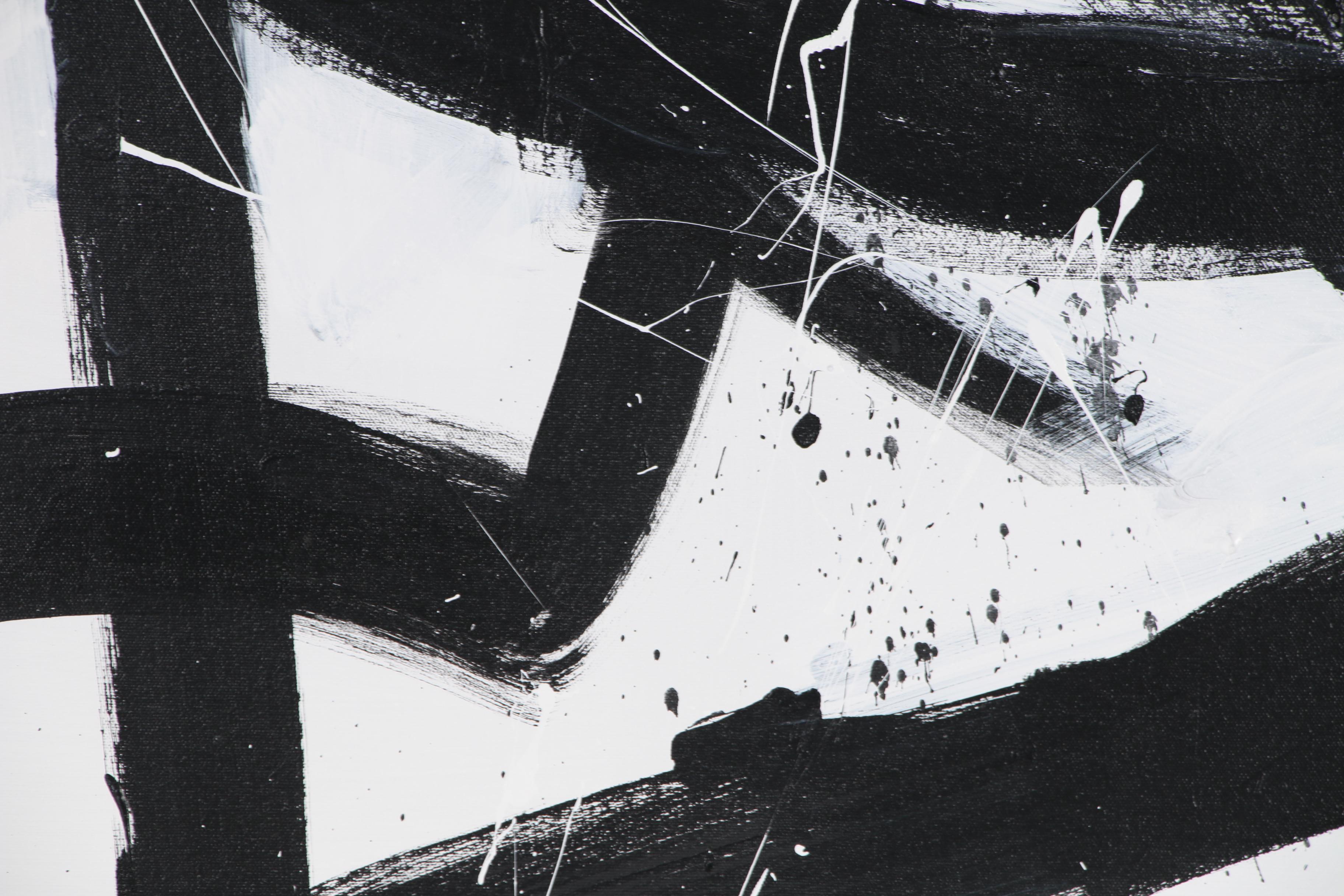 Robbie Kemper Abstract Acrylic Painting "White and Black Triangles"