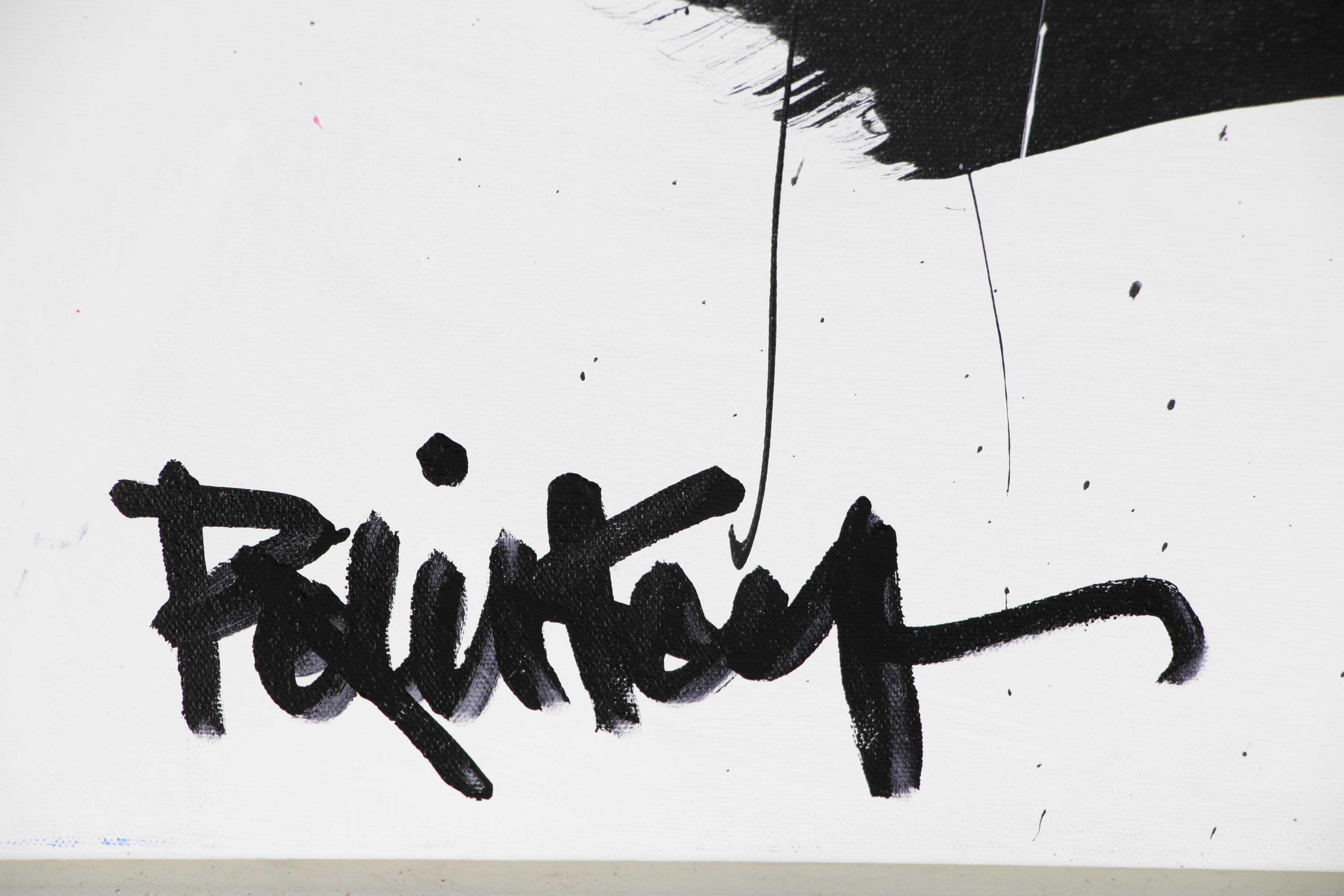 Robbie Kemper Abstract Acrylic Painting "White and Black Triangles"