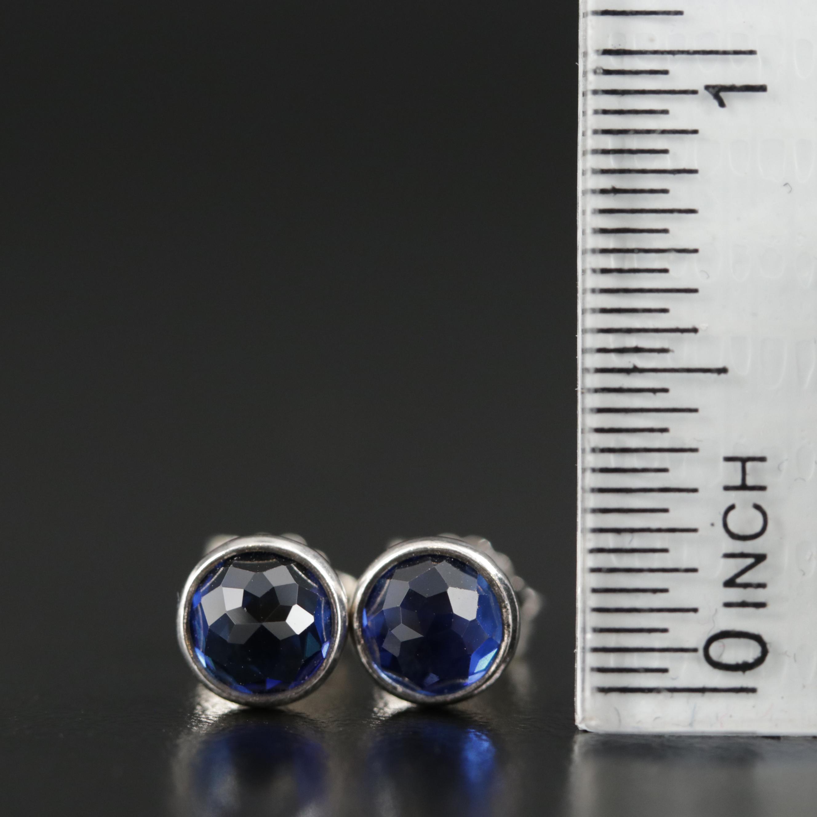 Pandora Sterling Silver Sapphire Stud Earrings