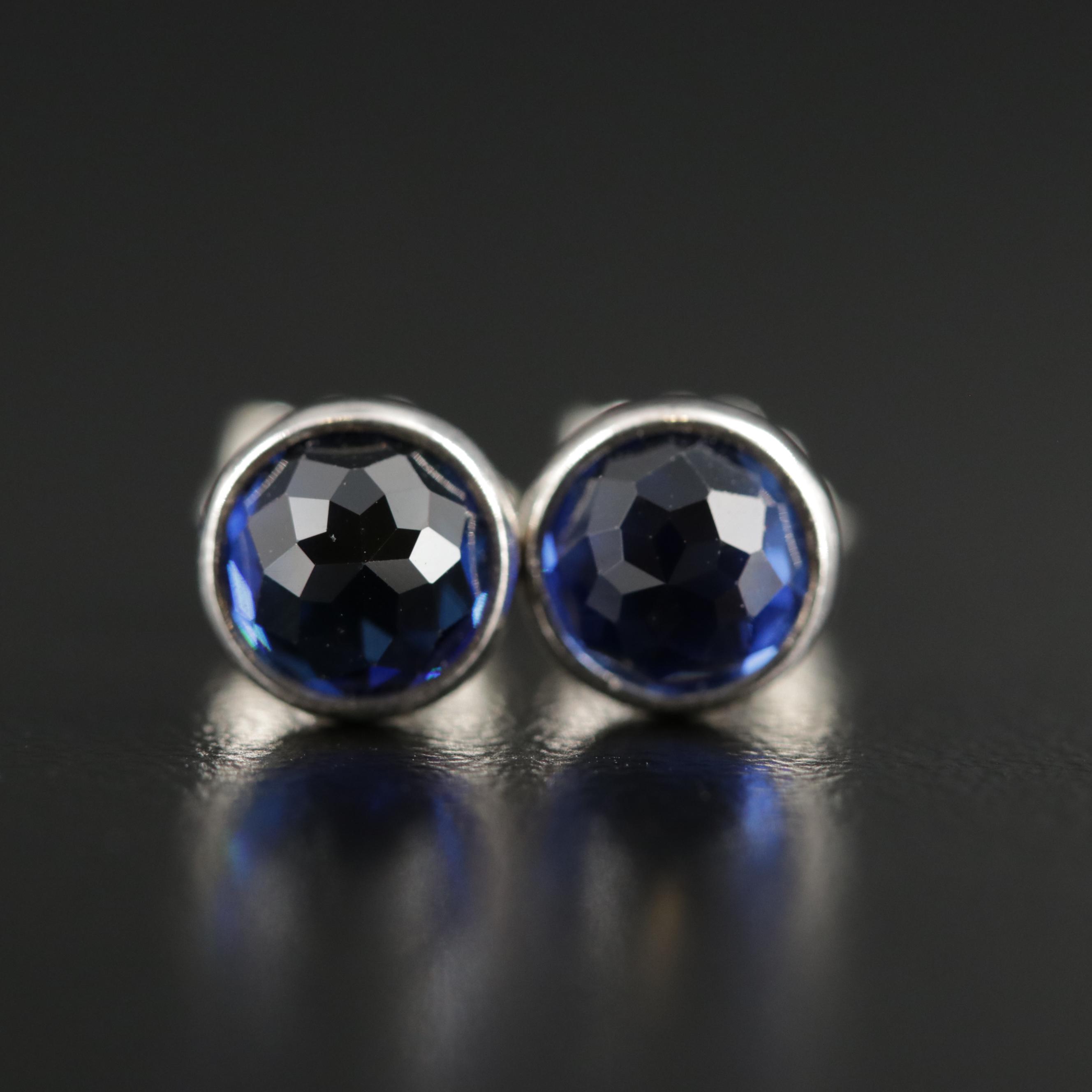 Pandora Sterling Silver Sapphire Stud Earrings