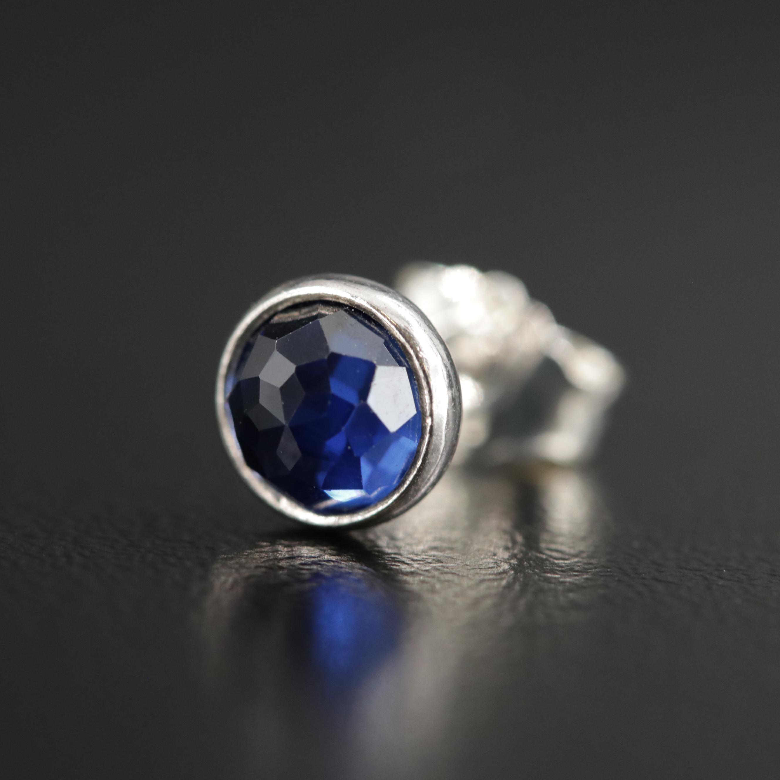 Pandora Sterling Silver Sapphire Stud Earrings