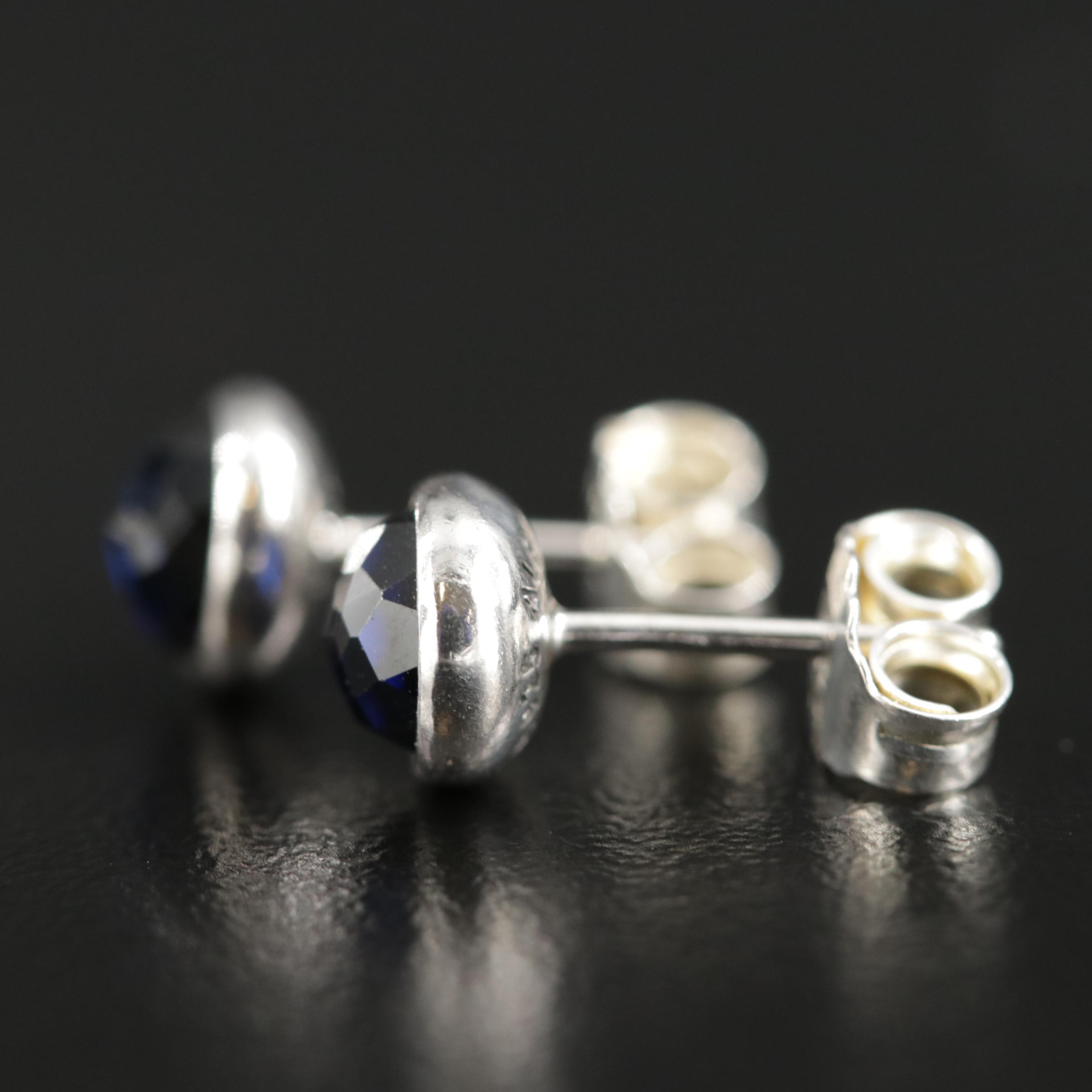 Pandora Sterling Silver Sapphire Stud Earrings