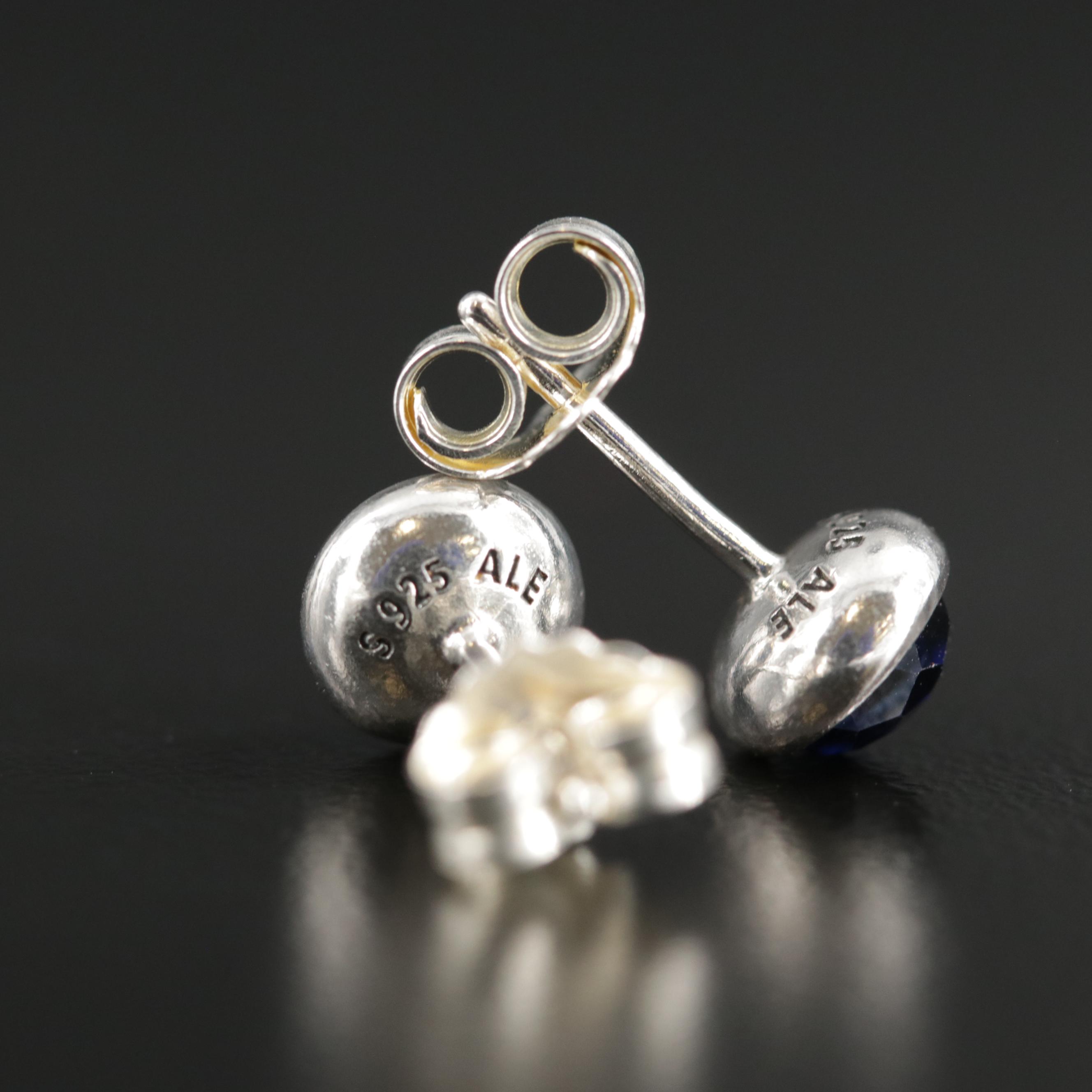 Pandora Sterling Silver Sapphire Stud Earrings