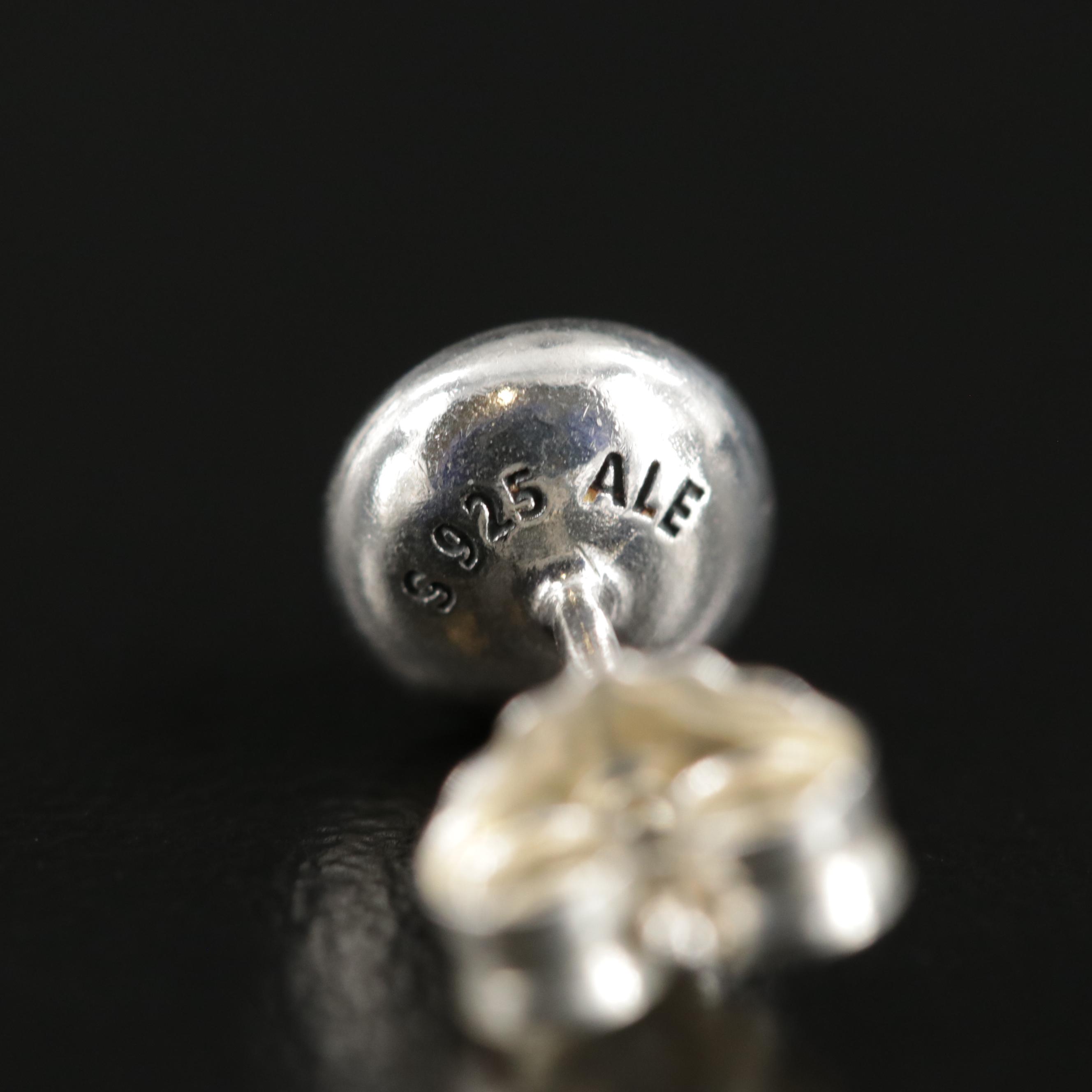 Pandora Sterling Silver Sapphire Stud Earrings