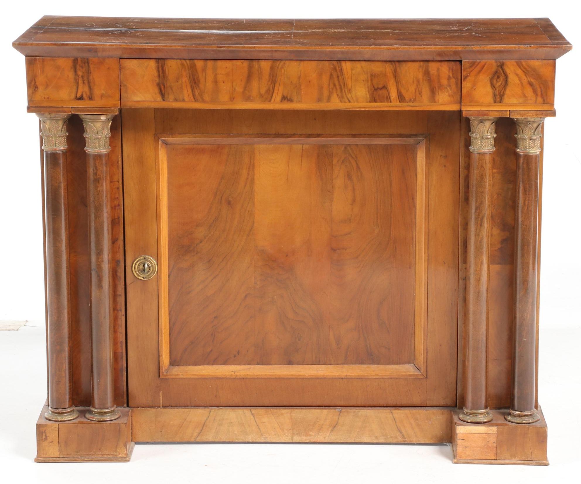 Austrian Figured Walnut and Parcel-Gilt Cabinet