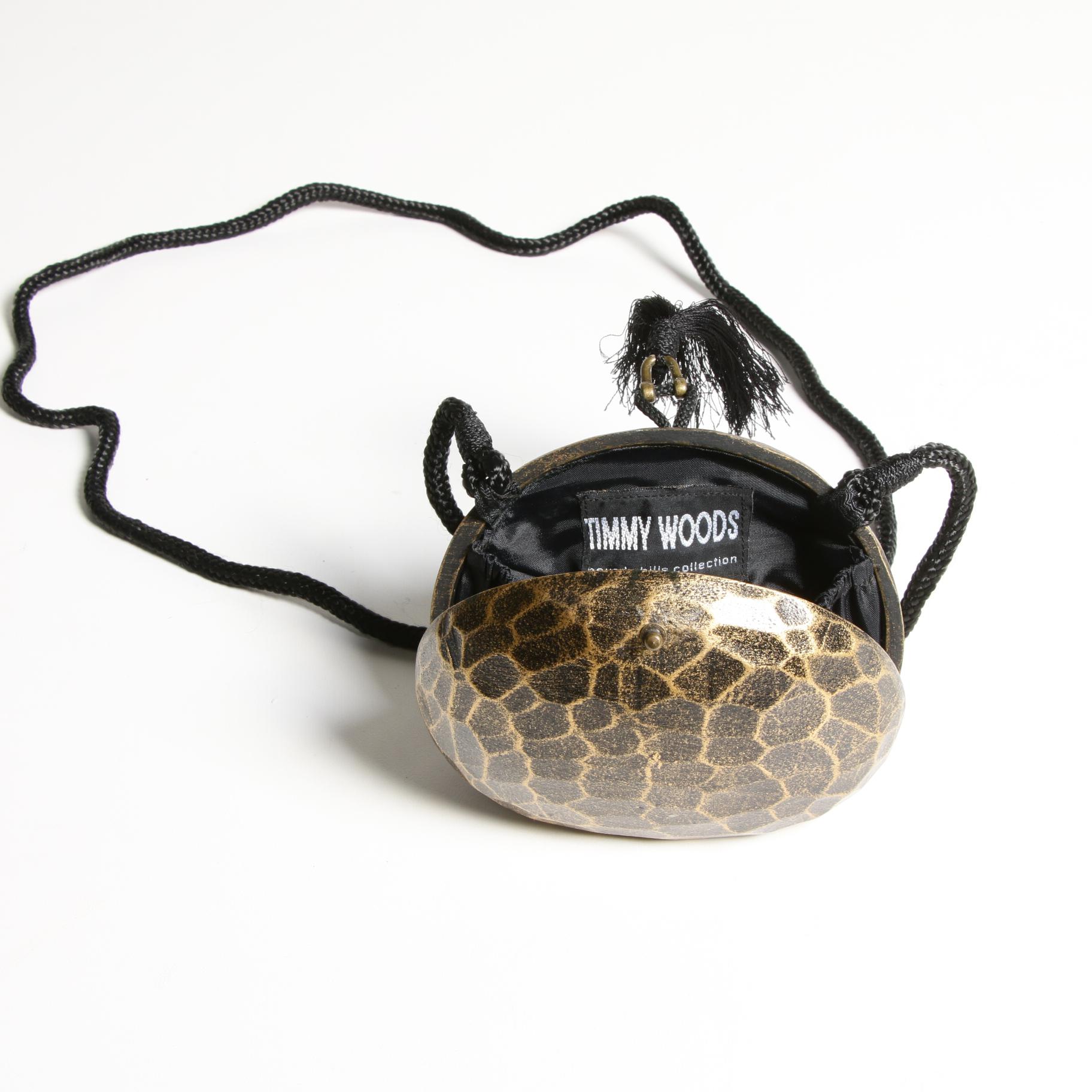 Timmy Woods Beverly Hills Collection Acacia Wood Handbag with Tassel