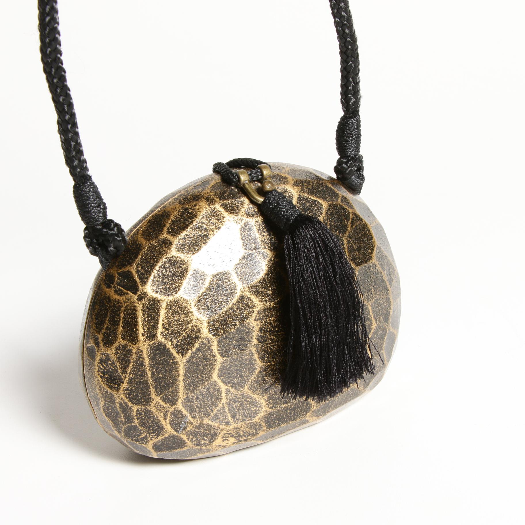 Timmy Woods Beverly Hills Collection Acacia Wood Handbag with Tassel