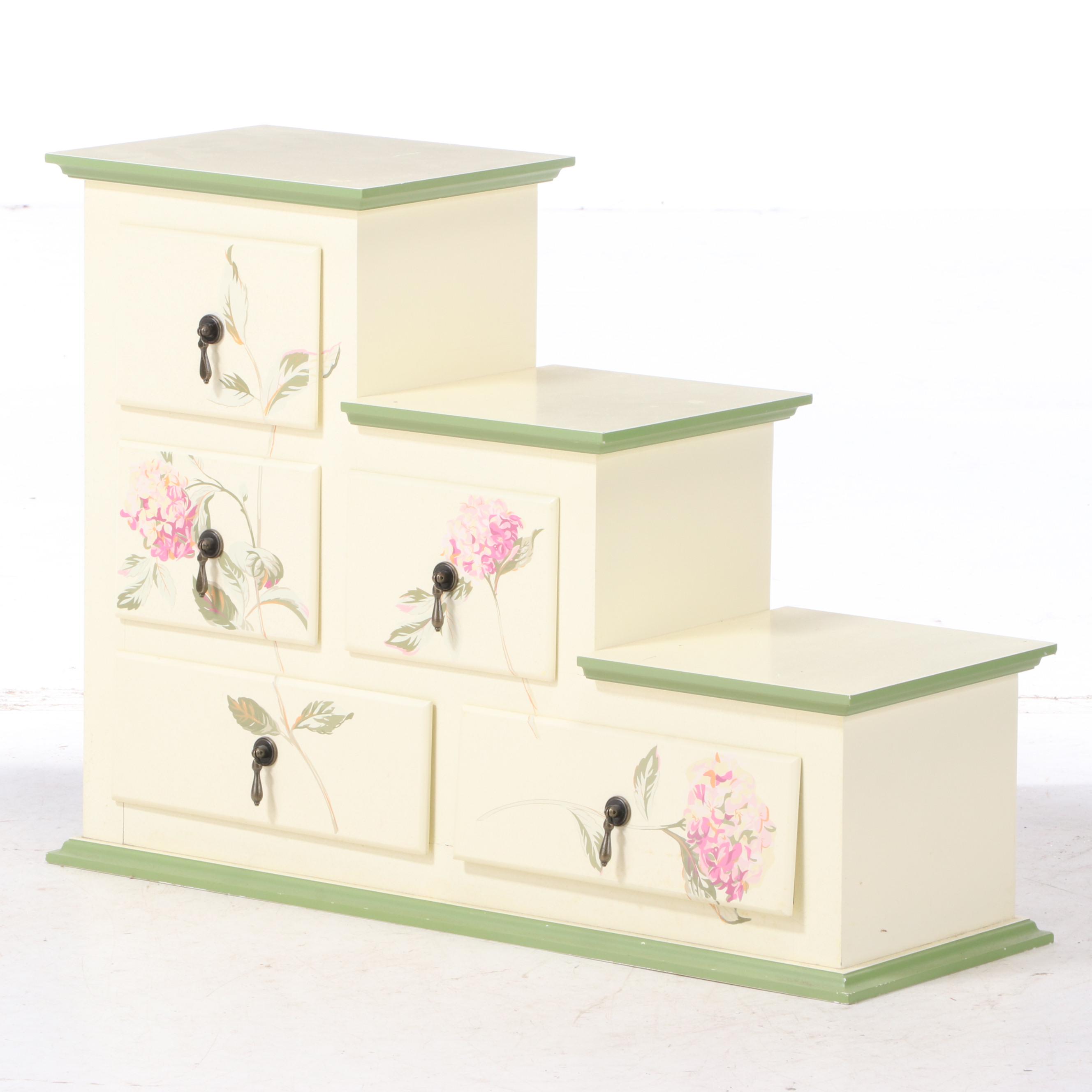 Laura Ashley Paint-Decorated Stair-Step Chest of Drawers
