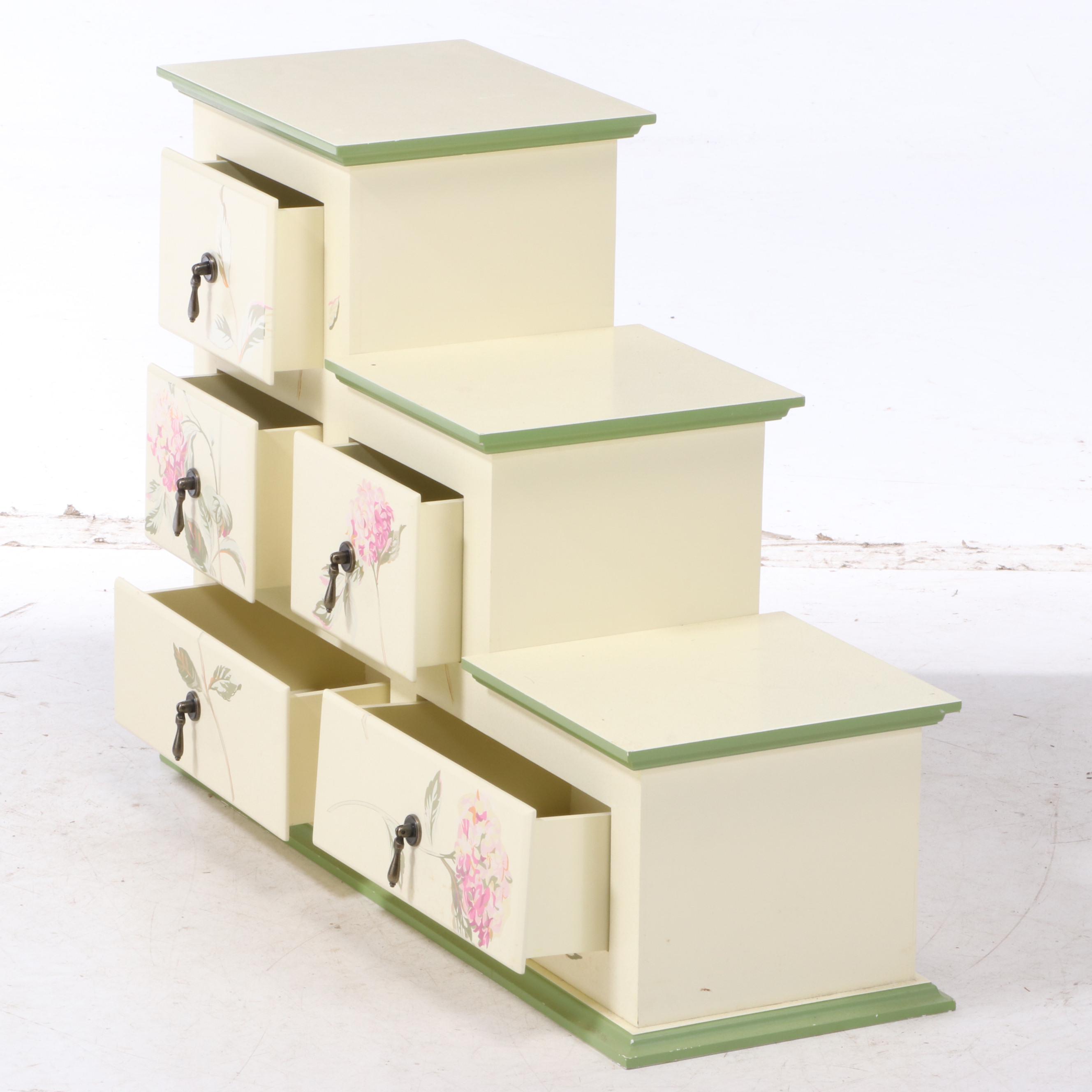 Laura Ashley Paint-Decorated Stair-Step Chest of Drawers