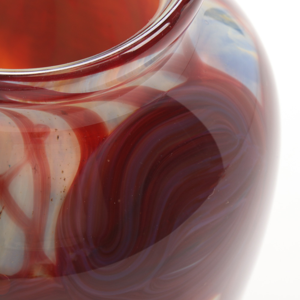 Nick Delmatto Hand Blown Red, White and Blue Art Glass Vase, 2017