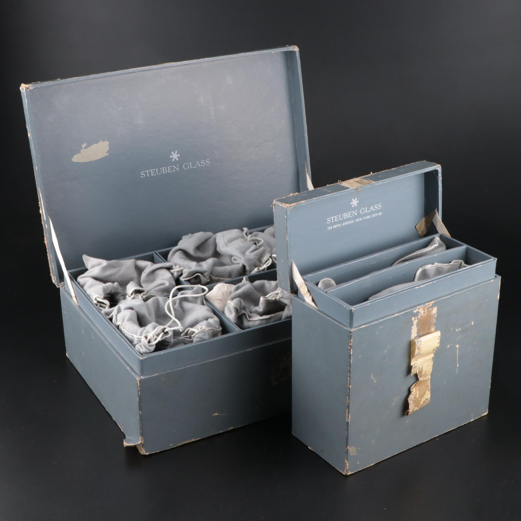 Steuben Art Glass Finger Bowls and Underplates, Mid to Late 20th Century