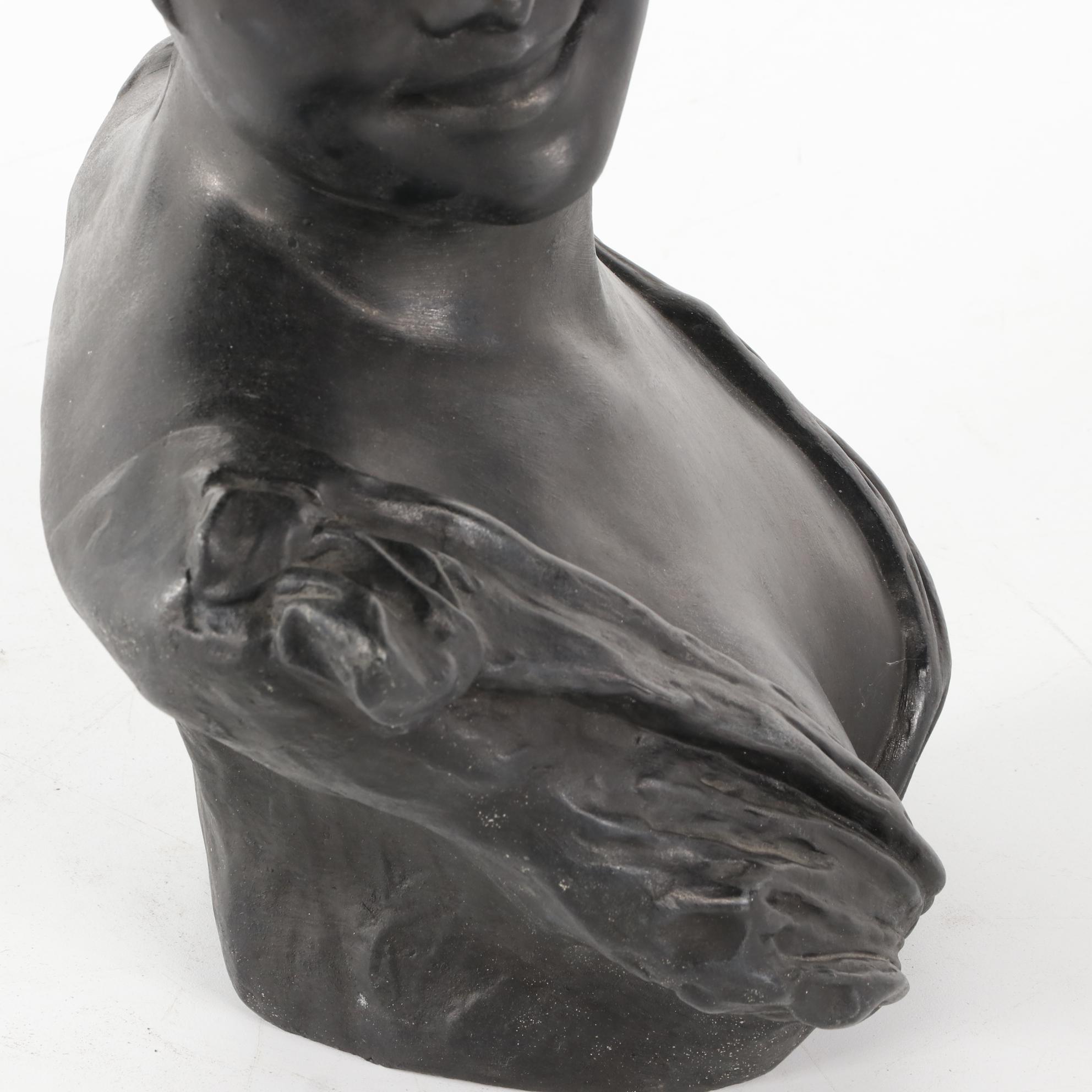Cast Iron Sculpture after Georges van der Straeten Bust of a Woman