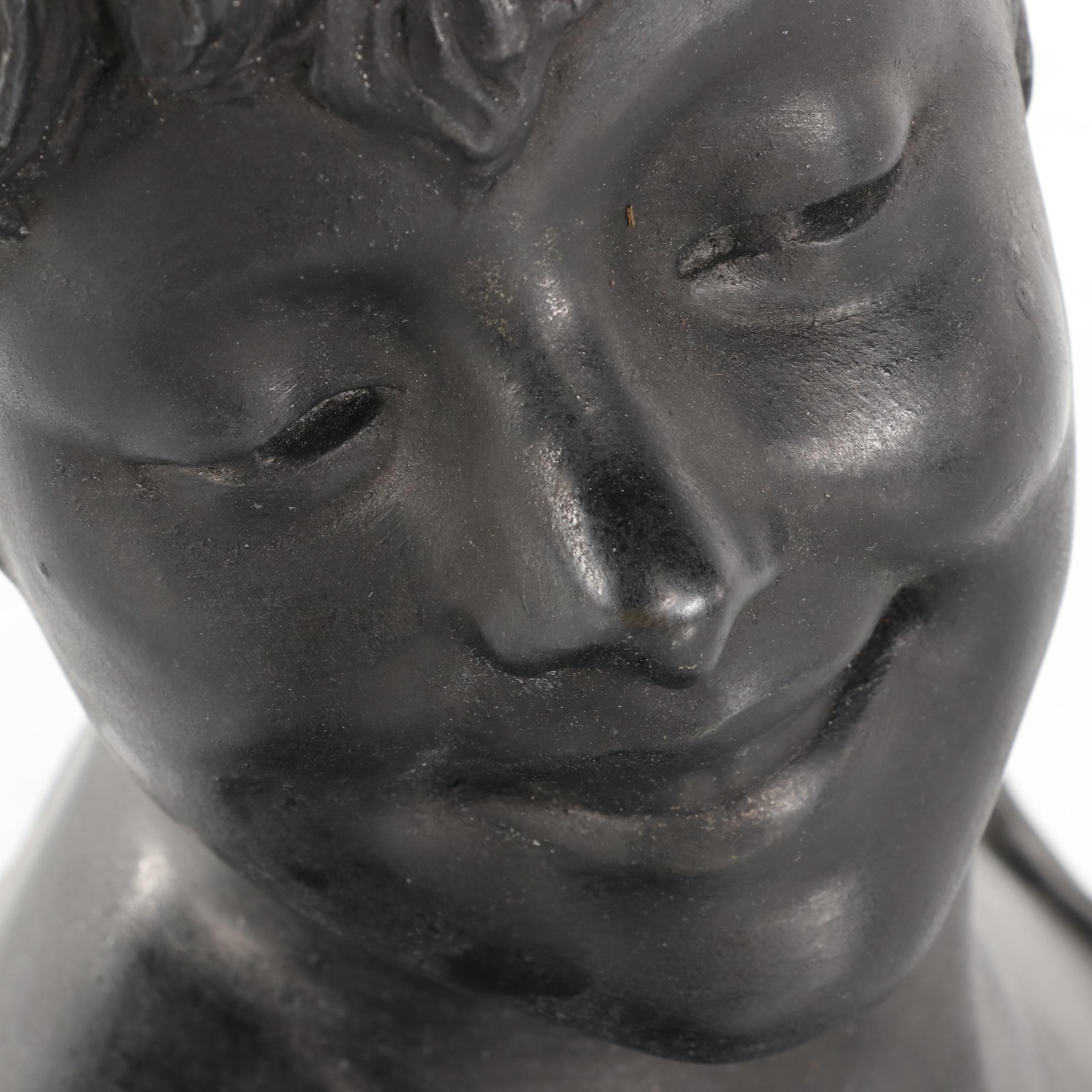 Cast Iron Sculpture after Georges van der Straeten Bust of a Woman