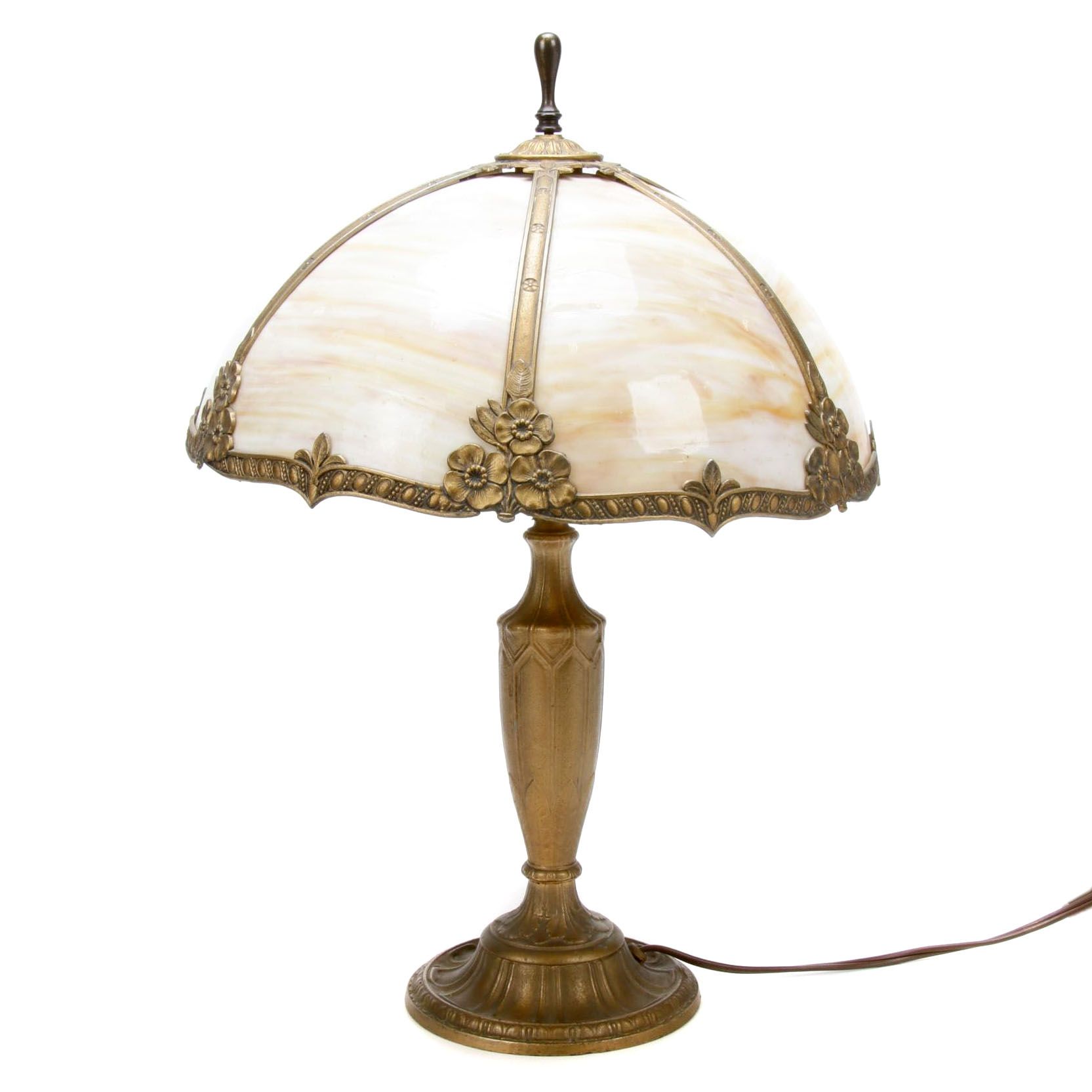 H.E. Rainaud Art Nouveau Slag Glass Table Lamp, Early 20th Century