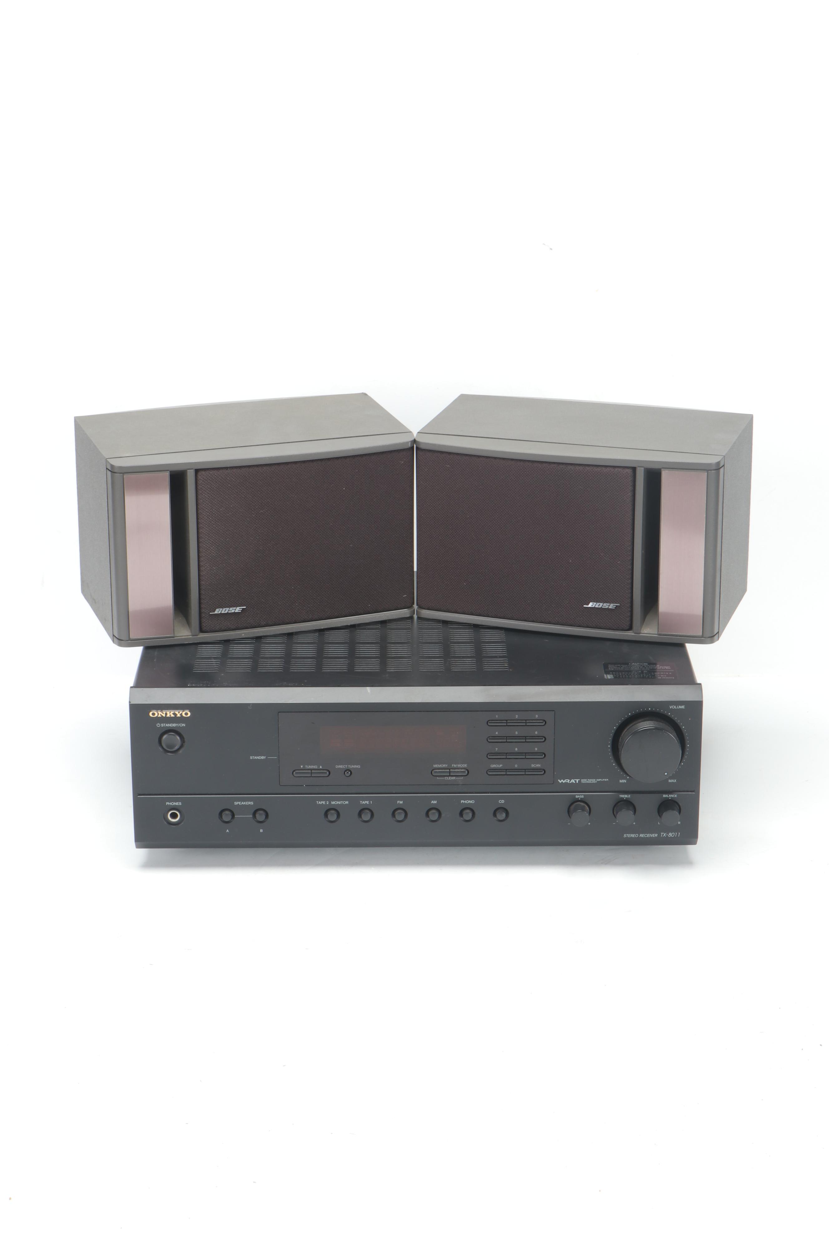 Onkyo TX-8011 Stereo Receiver with Bose Model 141 Speakers