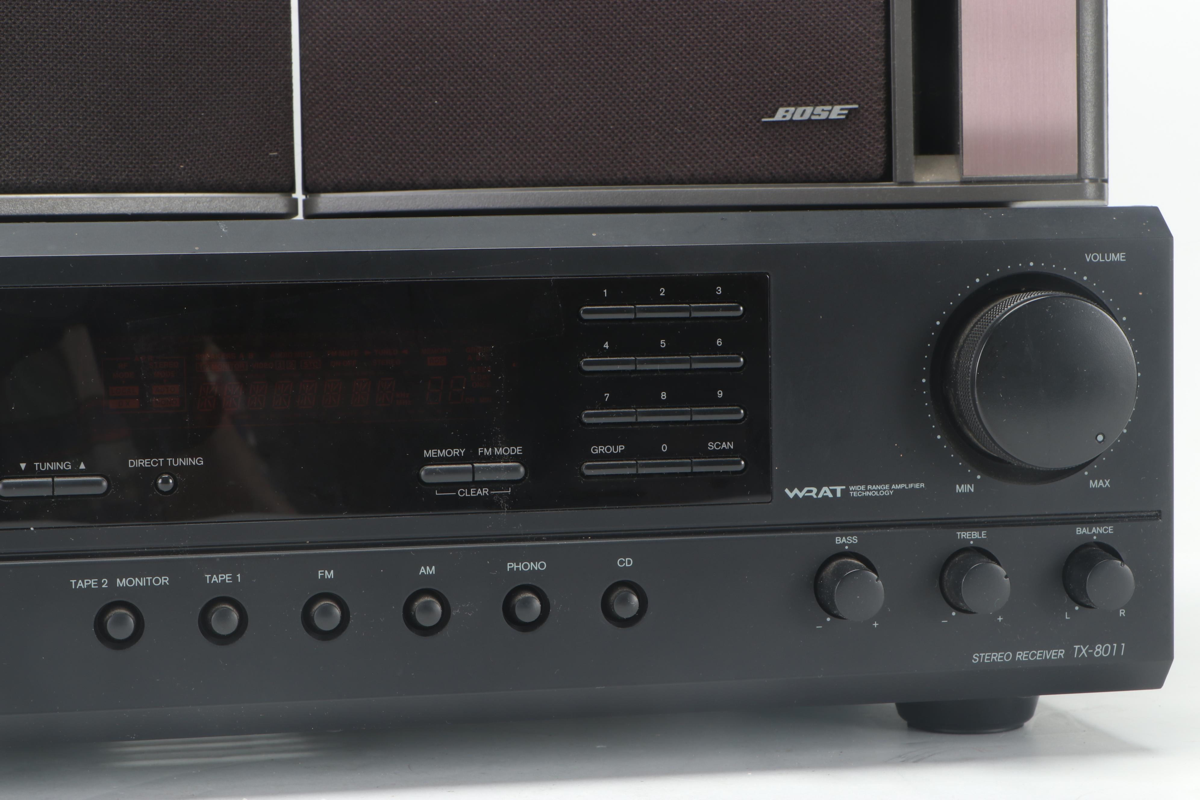 Onkyo TX-8011 Stereo Receiver with Bose Model 141 Speakers