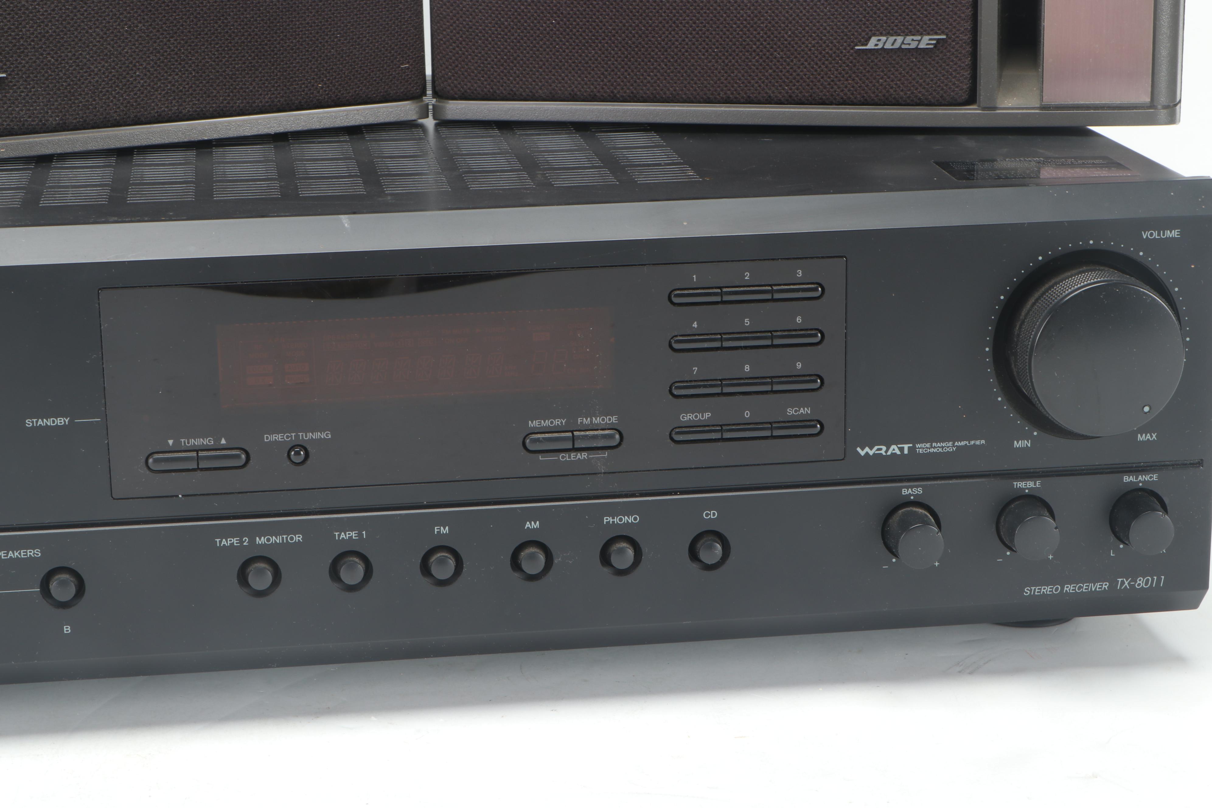Onkyo TX-8011 Stereo Receiver with Bose Model 141 Speakers