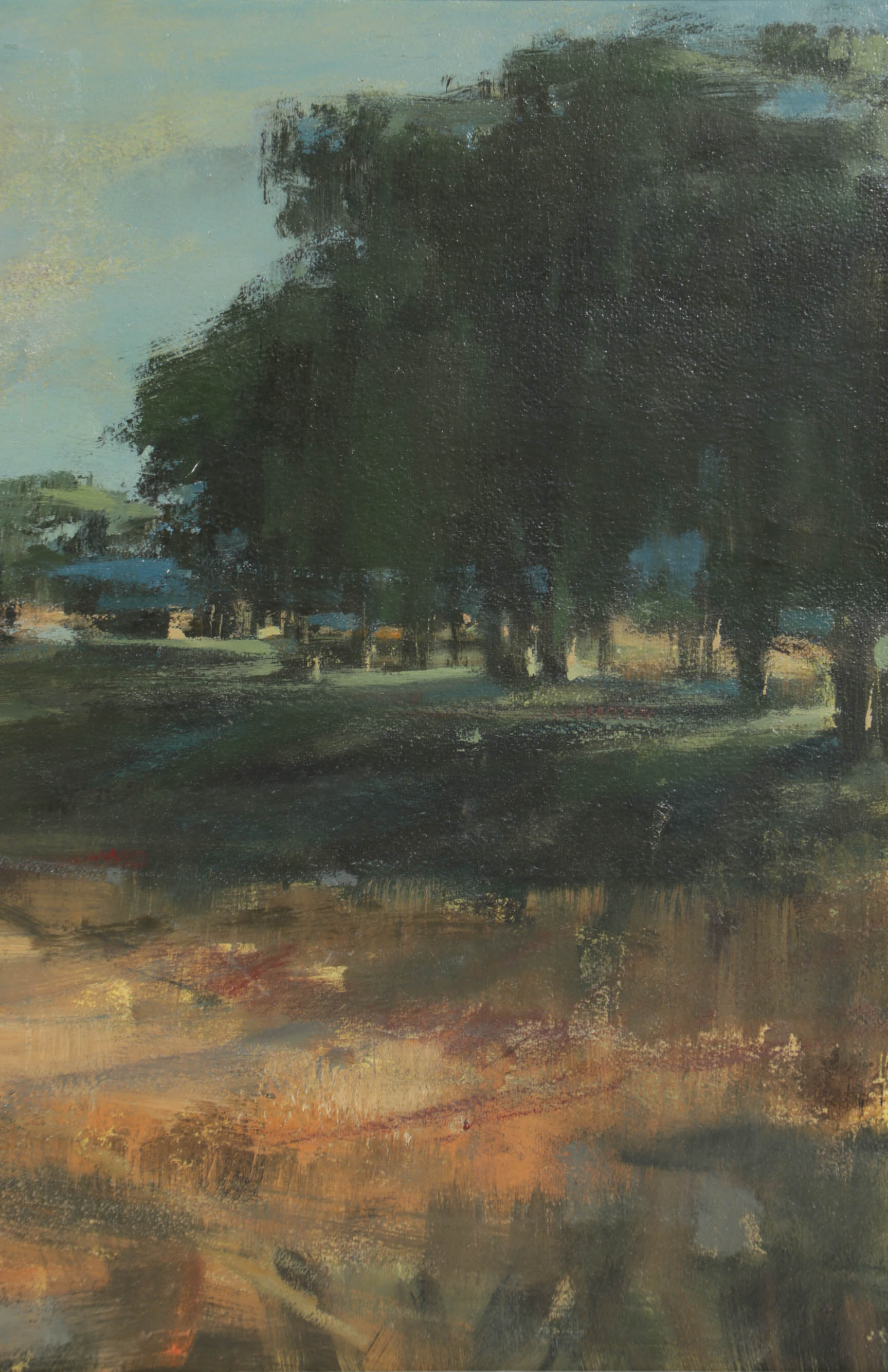 R. Lindstrom Impressionist Farm Landscape Oil Painting, 1956