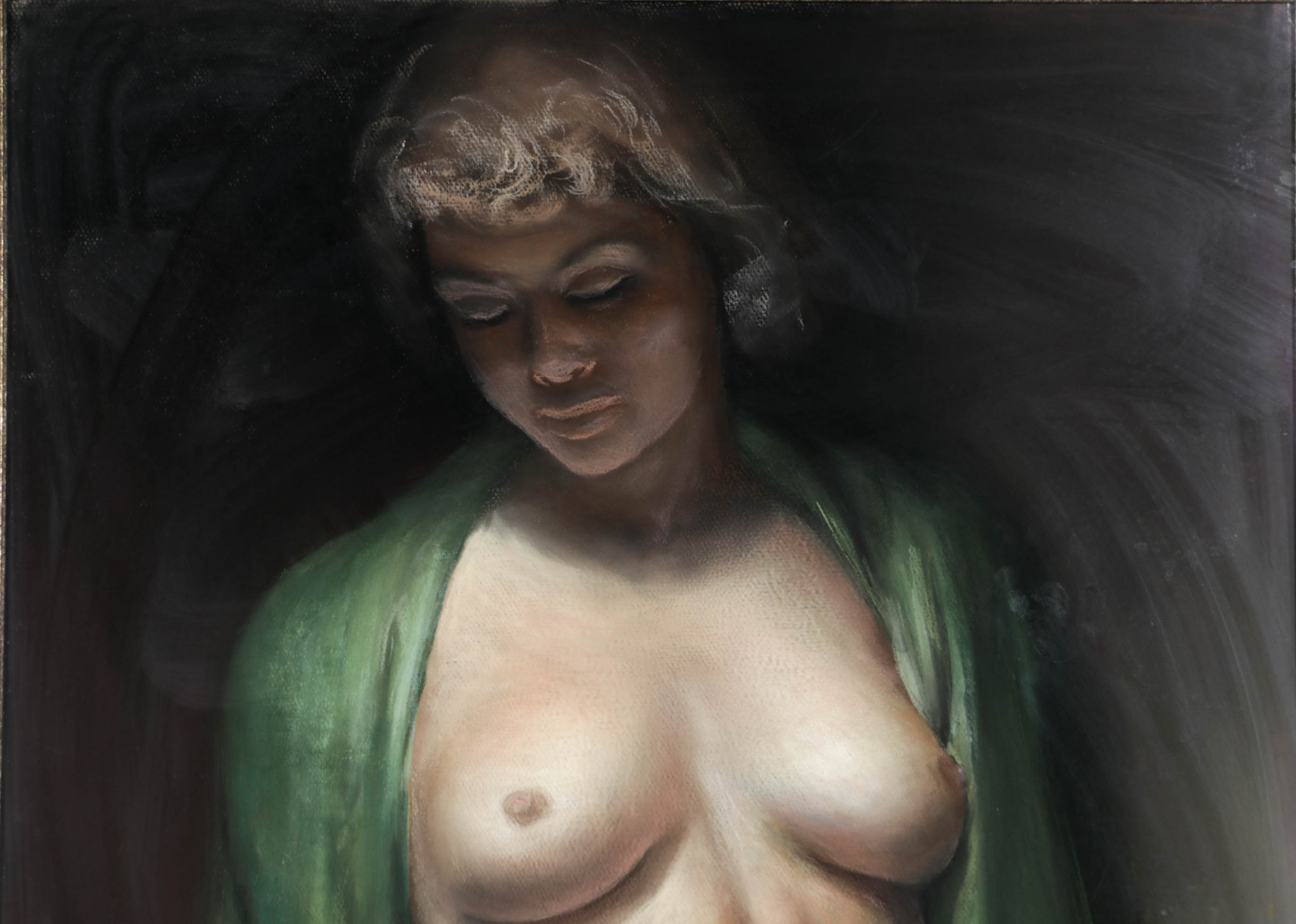 Chester Bloom Nude Female Study Pastel Drawing, 1974