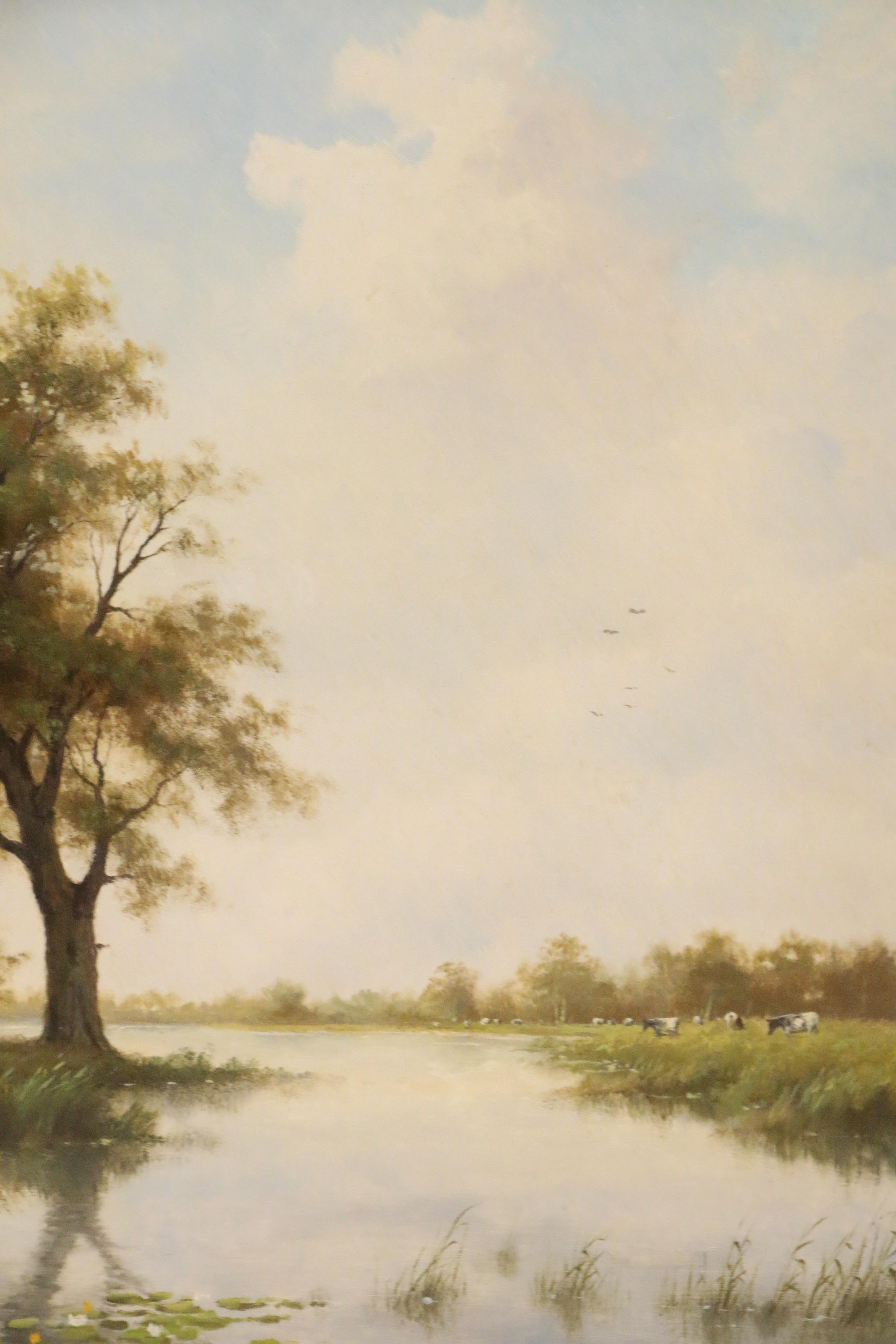 Ronald Meilof Oil Painting of Pastoral Scene with Cattle