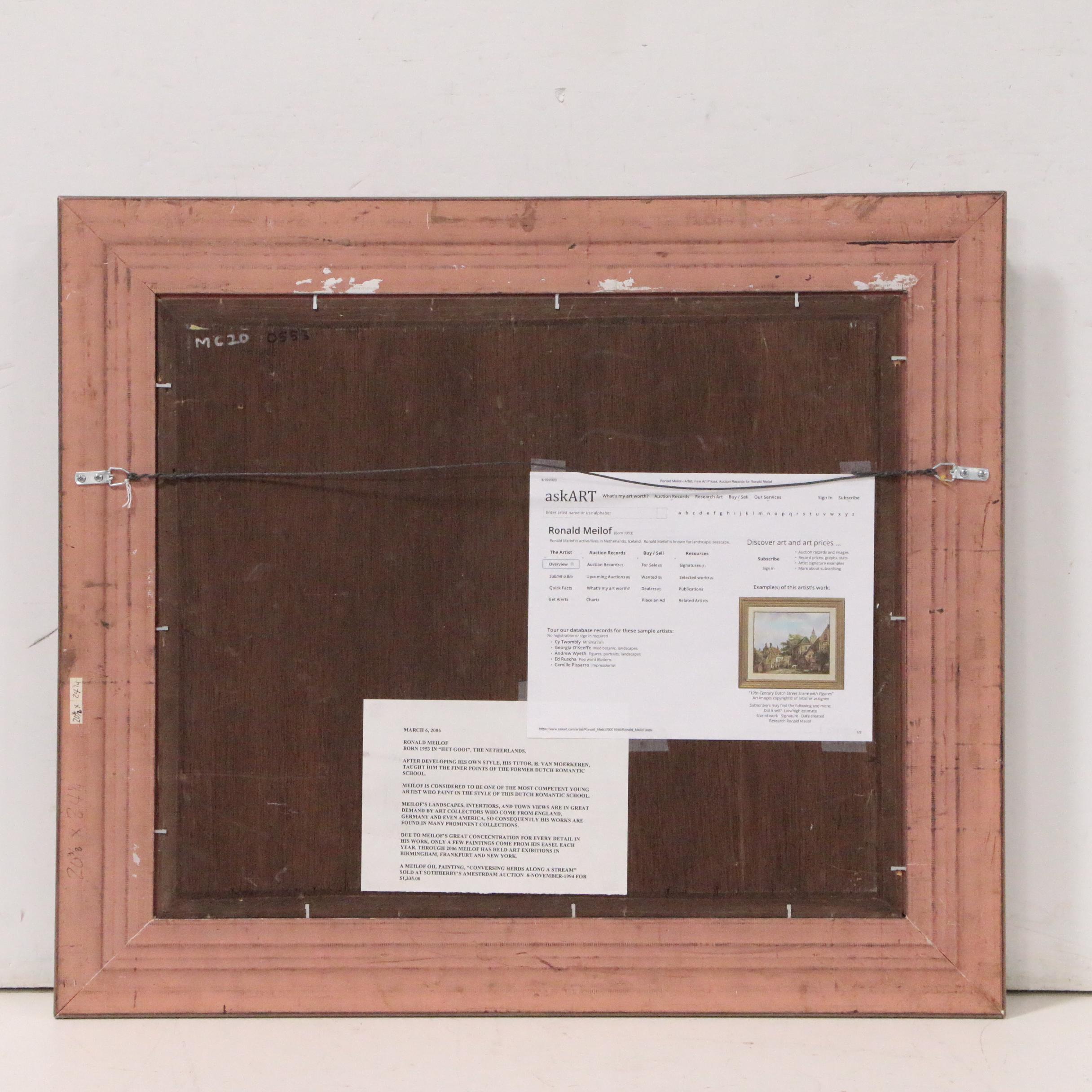 Ronald Meilof Oil Painting of Pastoral Scene with Cattle