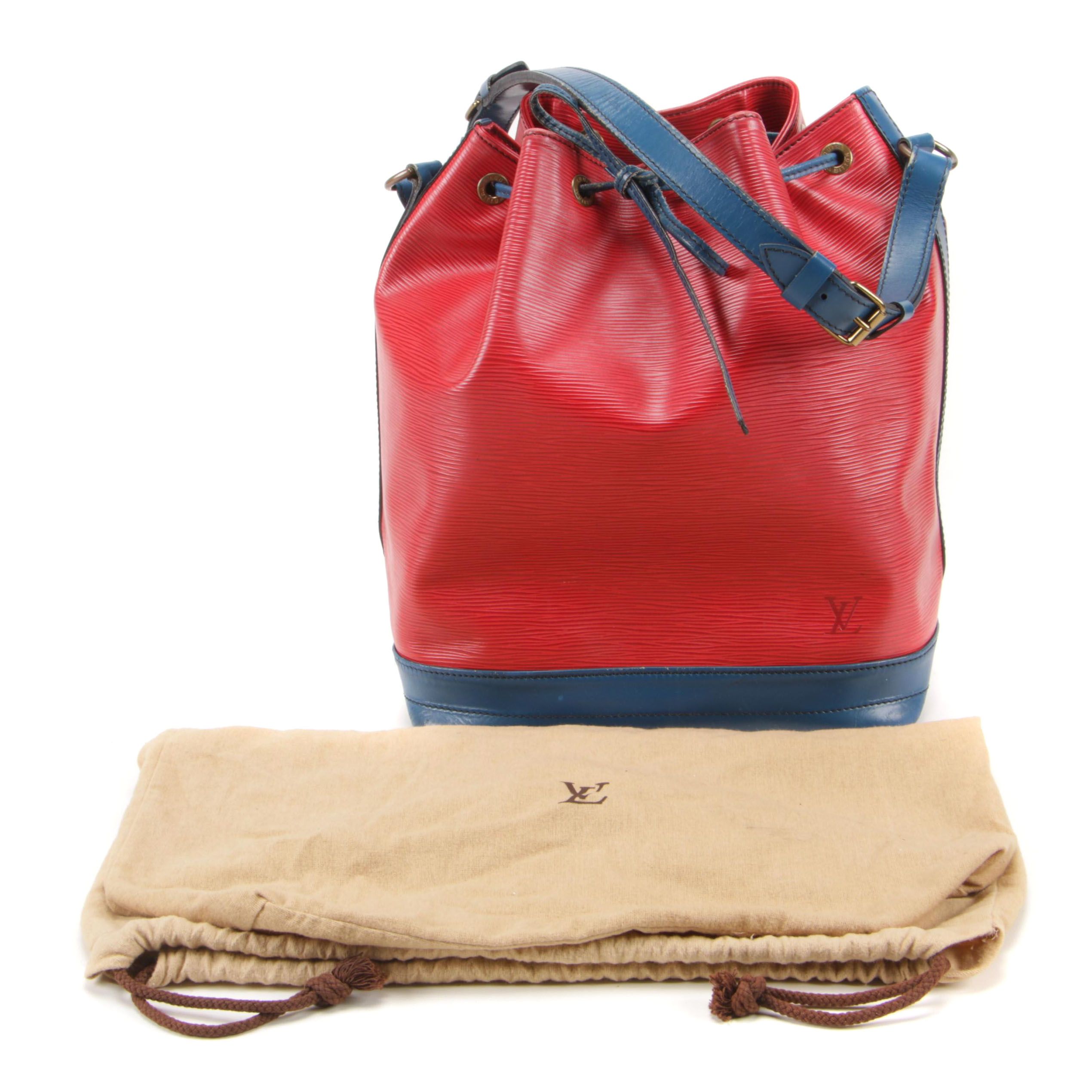 Louis Vuitton Red Epi Leather Noé Bucket Bag Trimmed in Blue Leather, Vintage