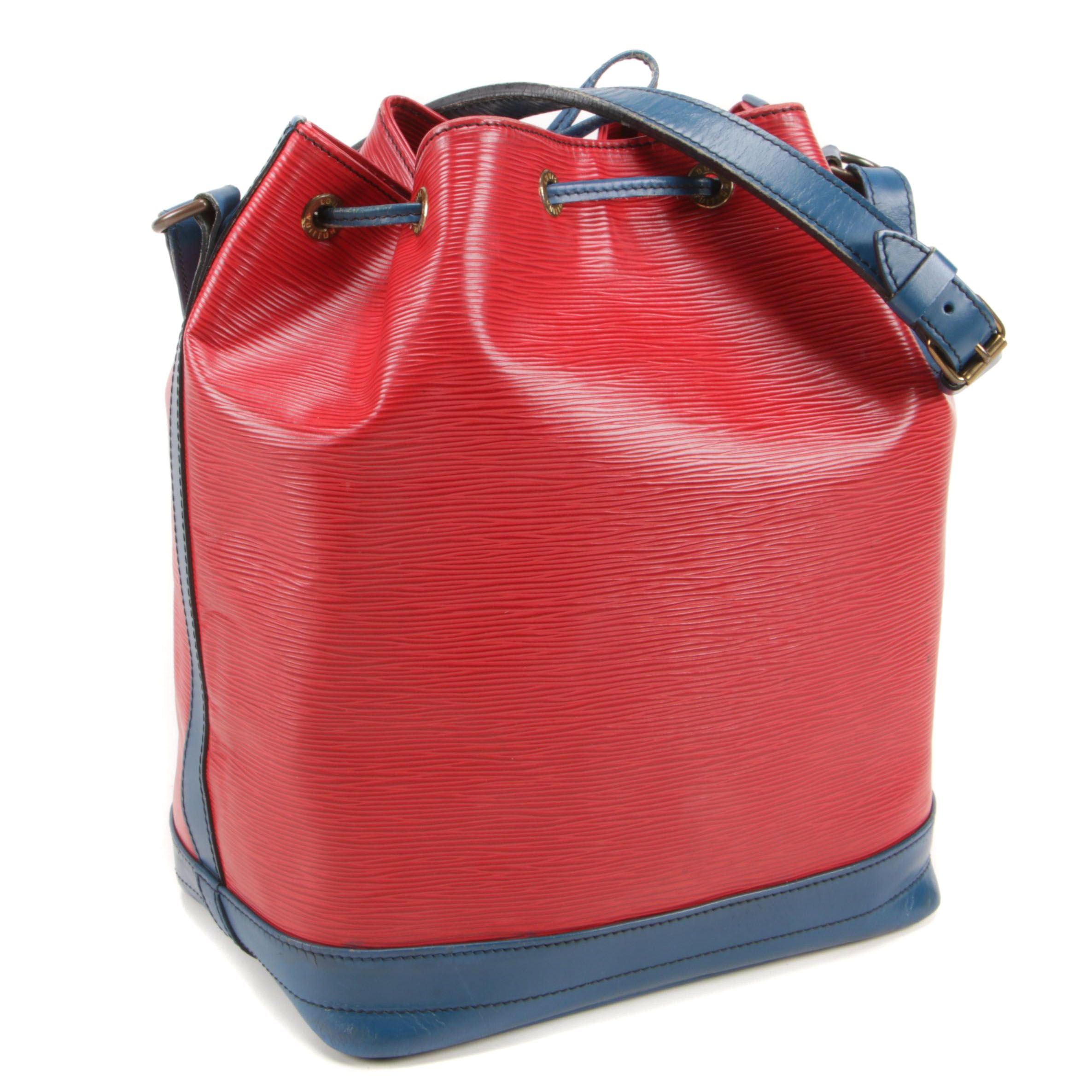 Louis Vuitton Red Epi Leather Noé Bucket Bag Trimmed in Blue Leather, Vintage