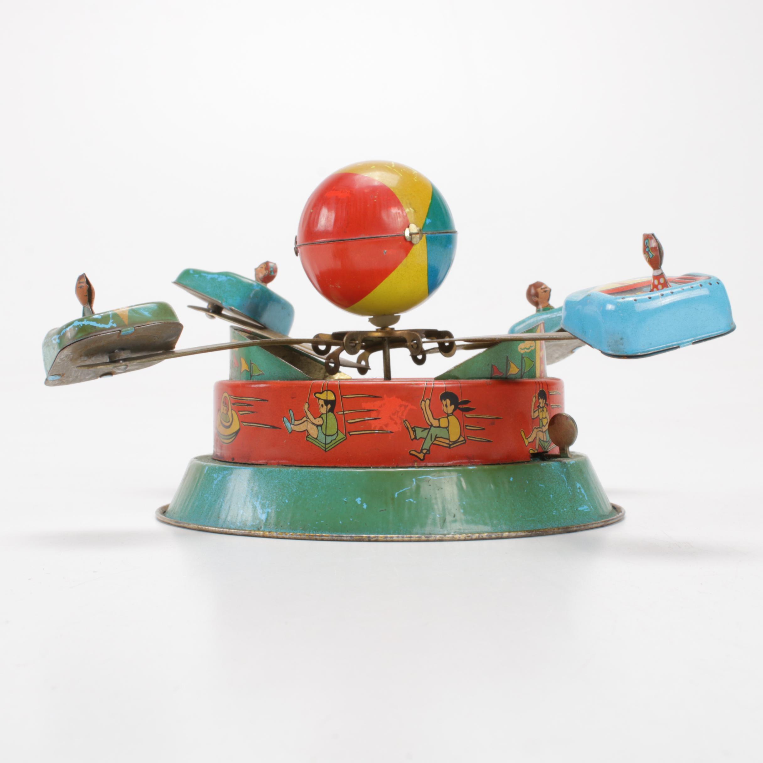 Tin Litho Amusement Park Carnival Ride Wind-Up Toy, 1950s