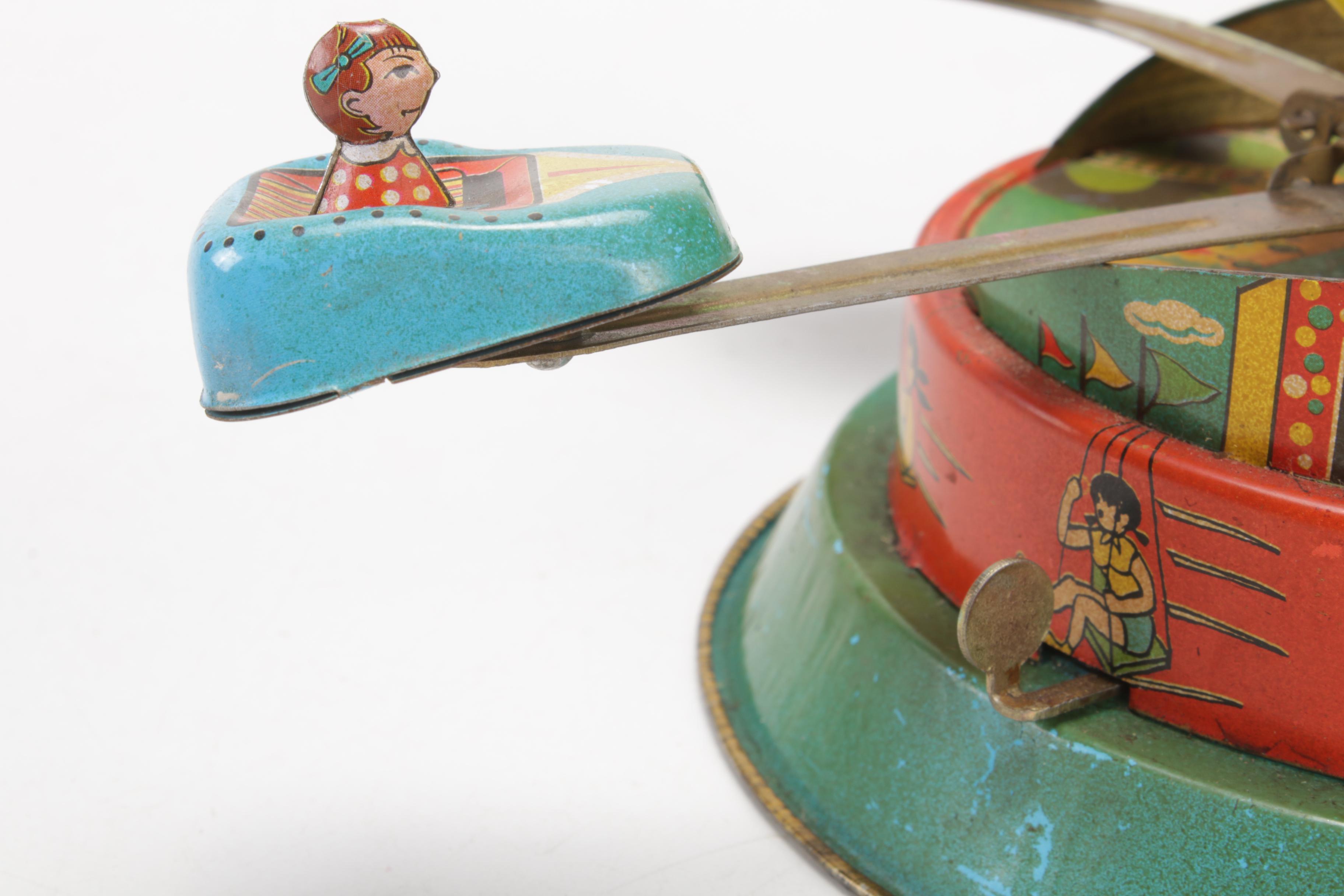 Tin Litho Amusement Park Carnival Ride Wind-Up Toy, 1950s